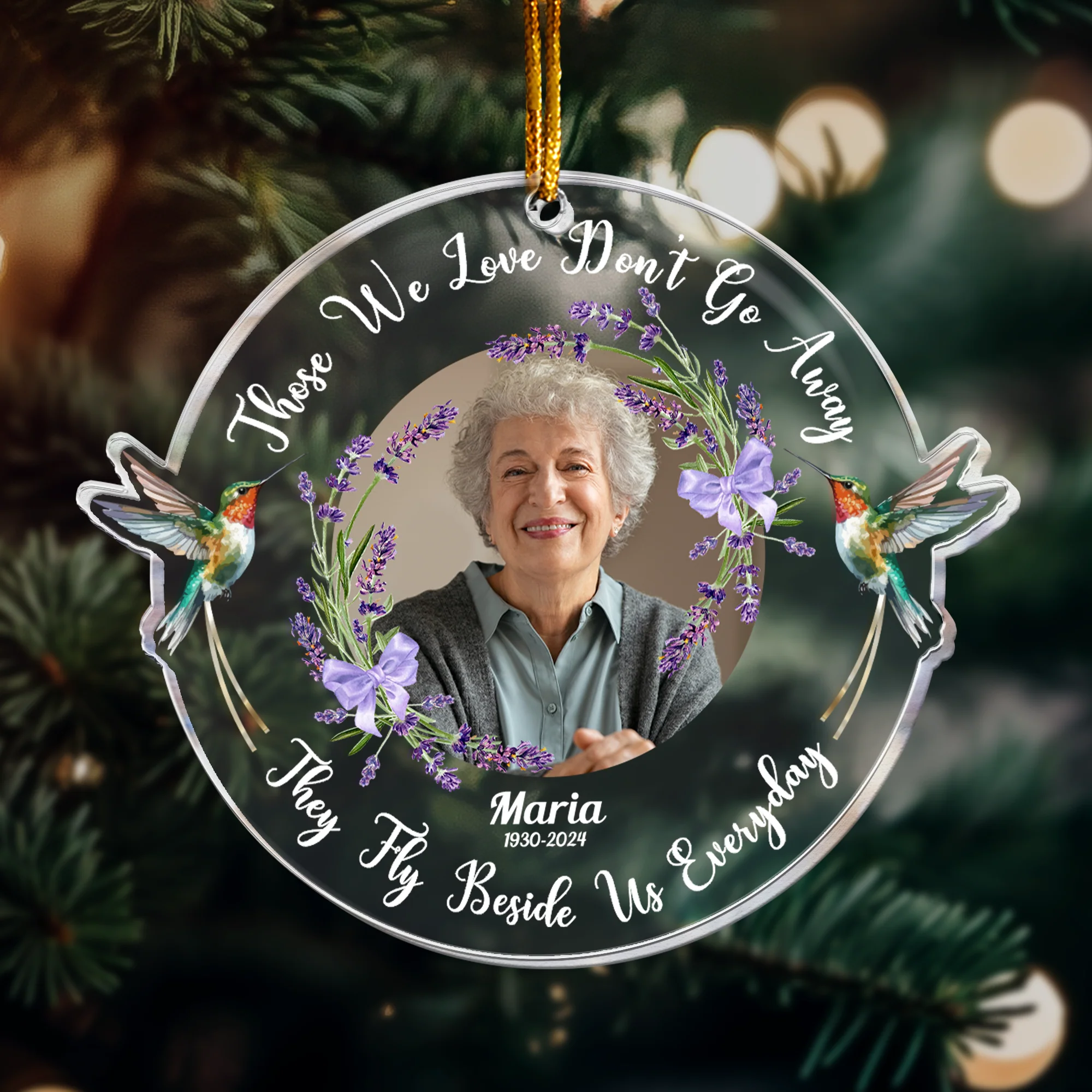 Memorial Hummingbird - Personalized Acrylic Photo Ornament - Image 4