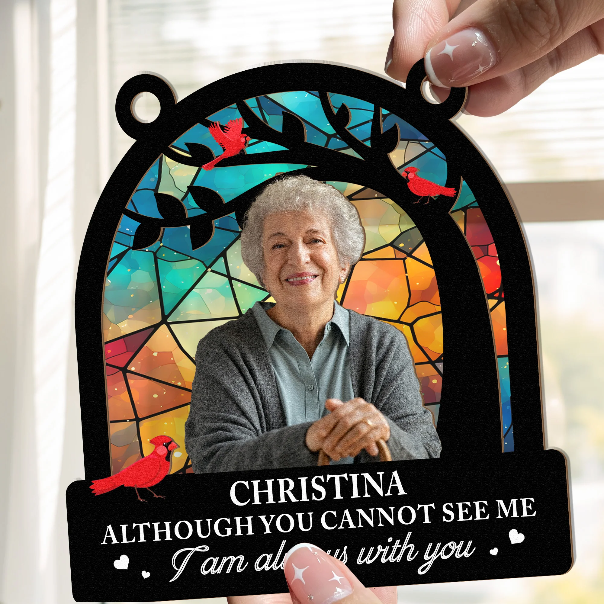 Memorial I Am Always With You - Personalized Window Hanging Suncatcher Photo Ornament - Image 2