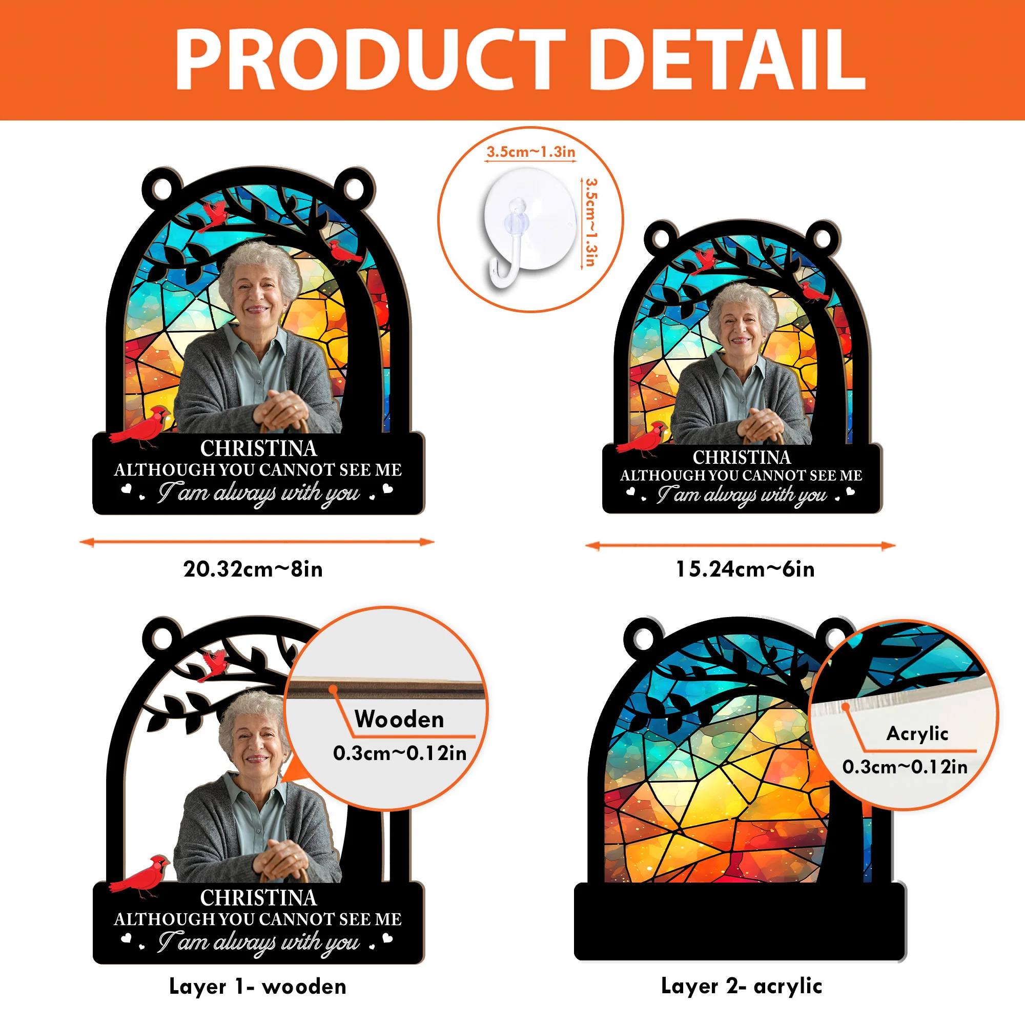 Memorial I Am Always With You - Personalized Window Hanging Suncatcher Photo Ornament - Image 5