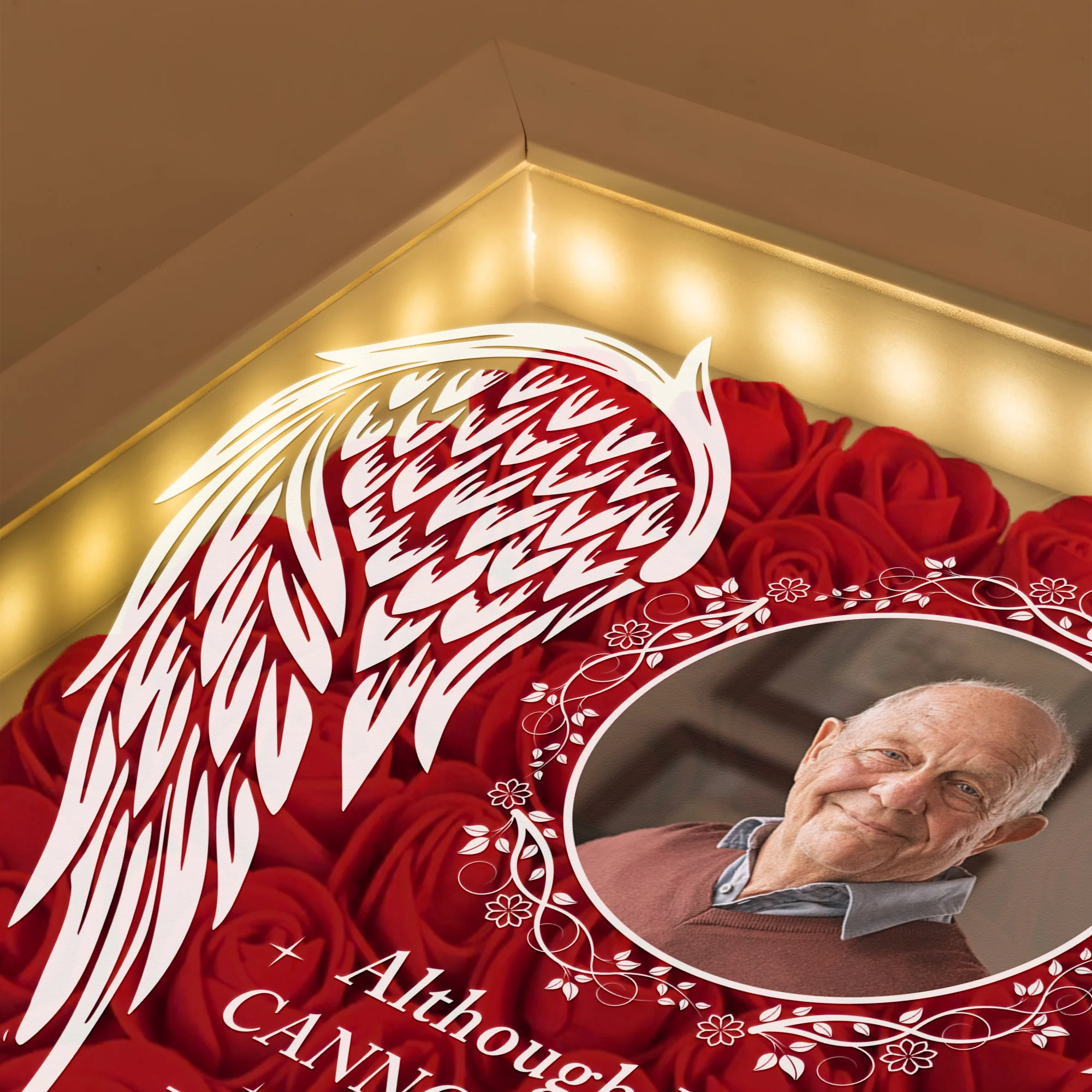 Memorial I'm Always With You - Personalized Photo Flower Shadow Box With LED Light - Image 2
