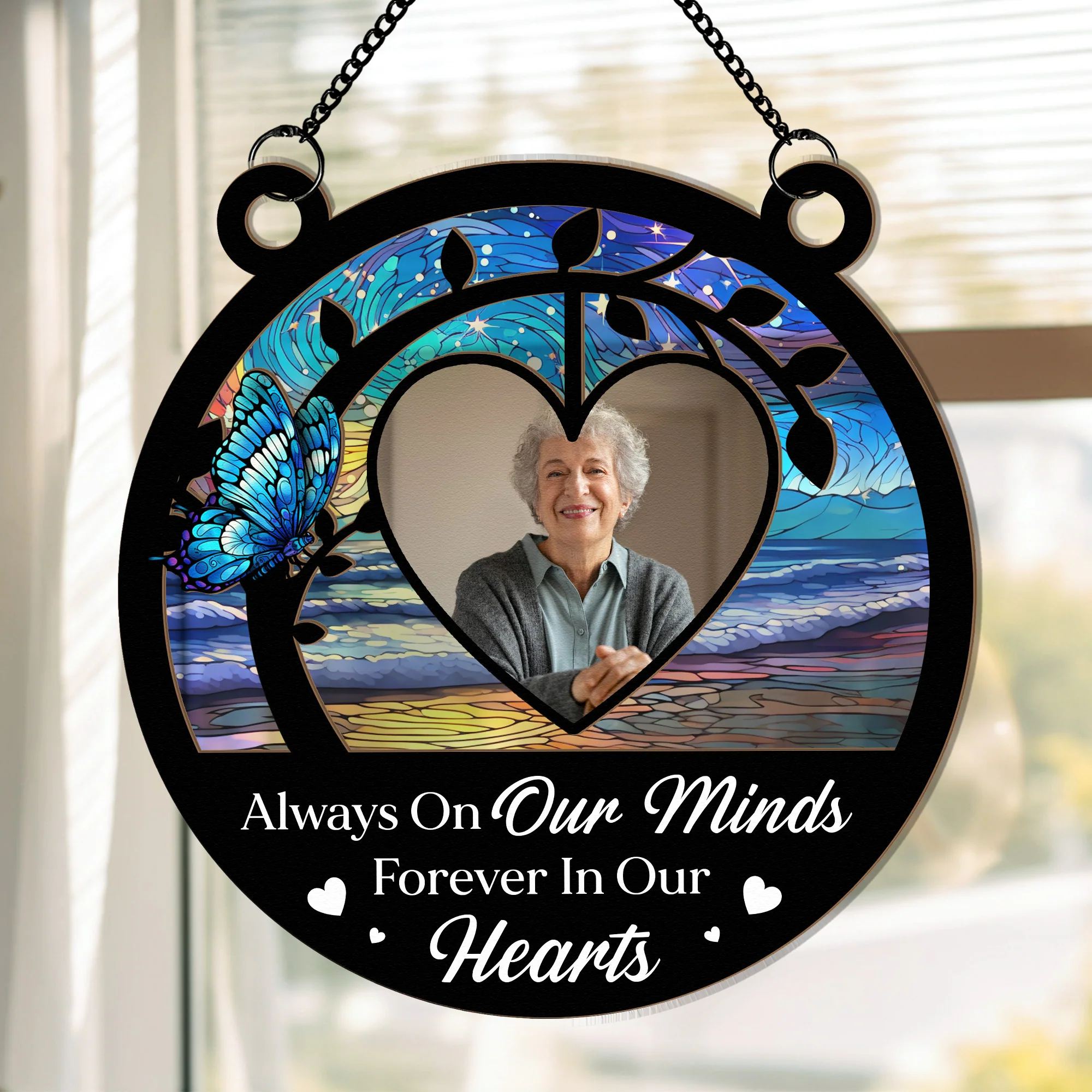 Memorial Ornament I'm Always With You - Personalized Window Hanging Suncatcher Photo Ornament - Image 2
