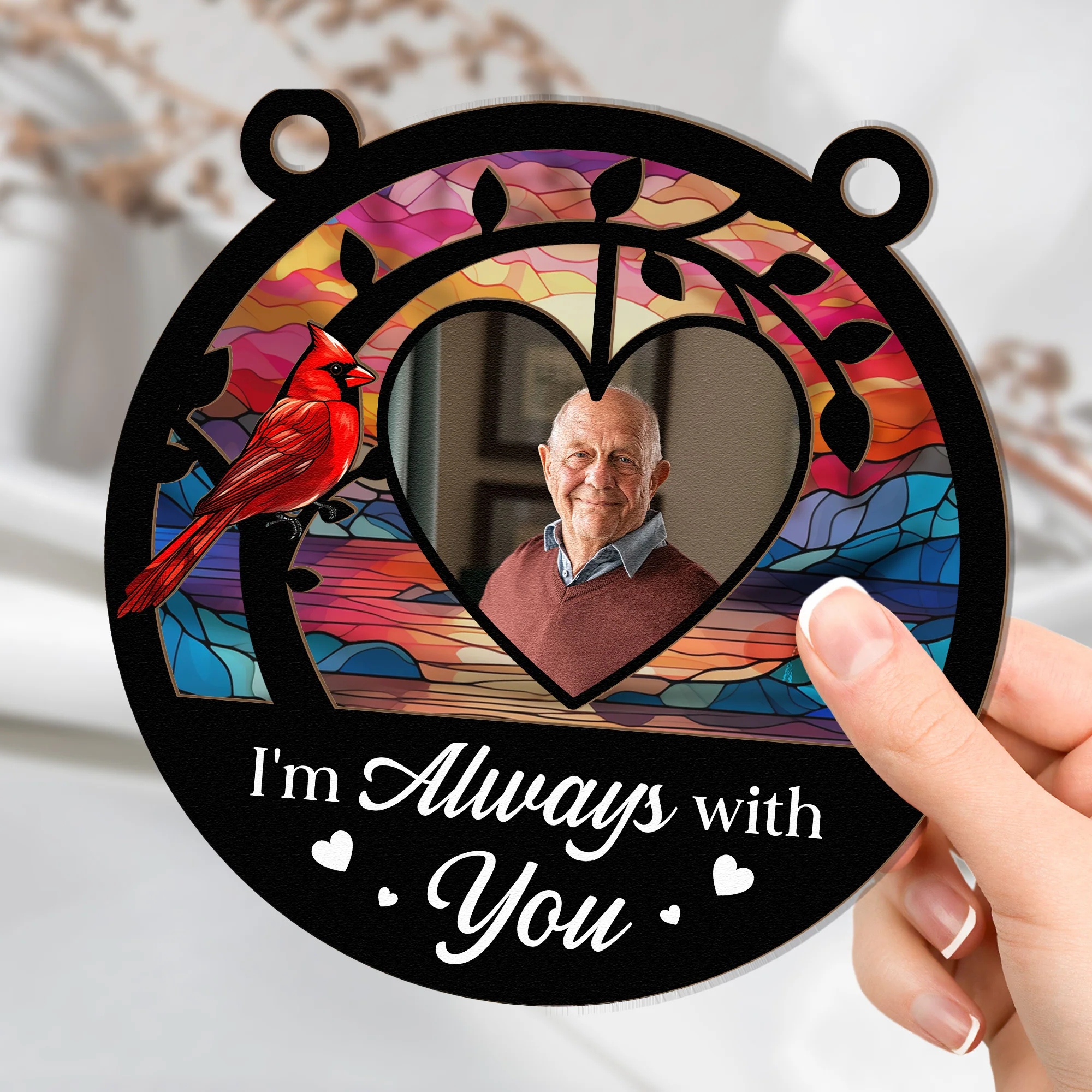 Memorial Ornament I'm Always With You - Personalized Window Hanging Suncatcher Photo Ornament - Image 4