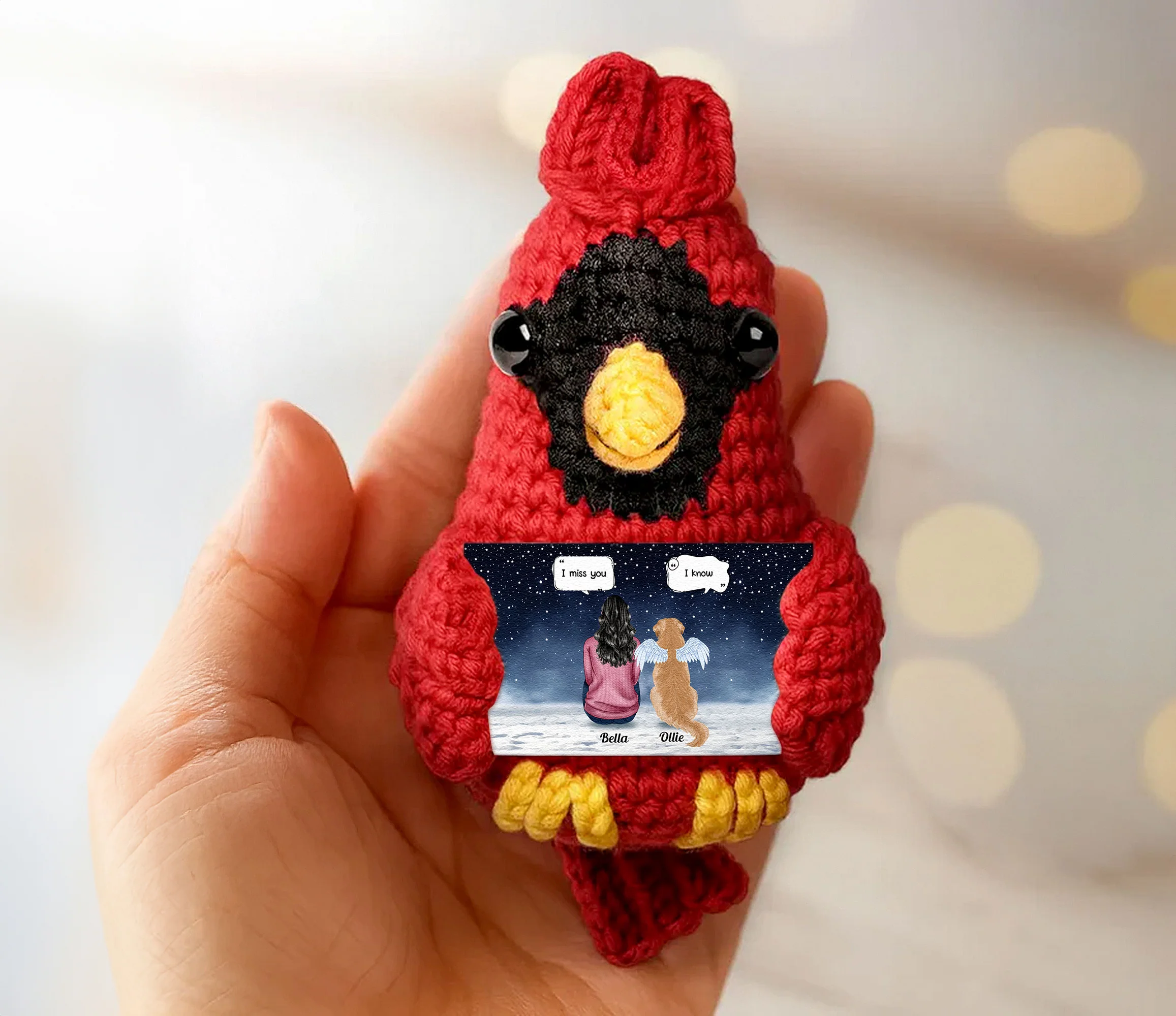 Memorial Pet - Personalized Crochet Cardinal Ornament - Image 3