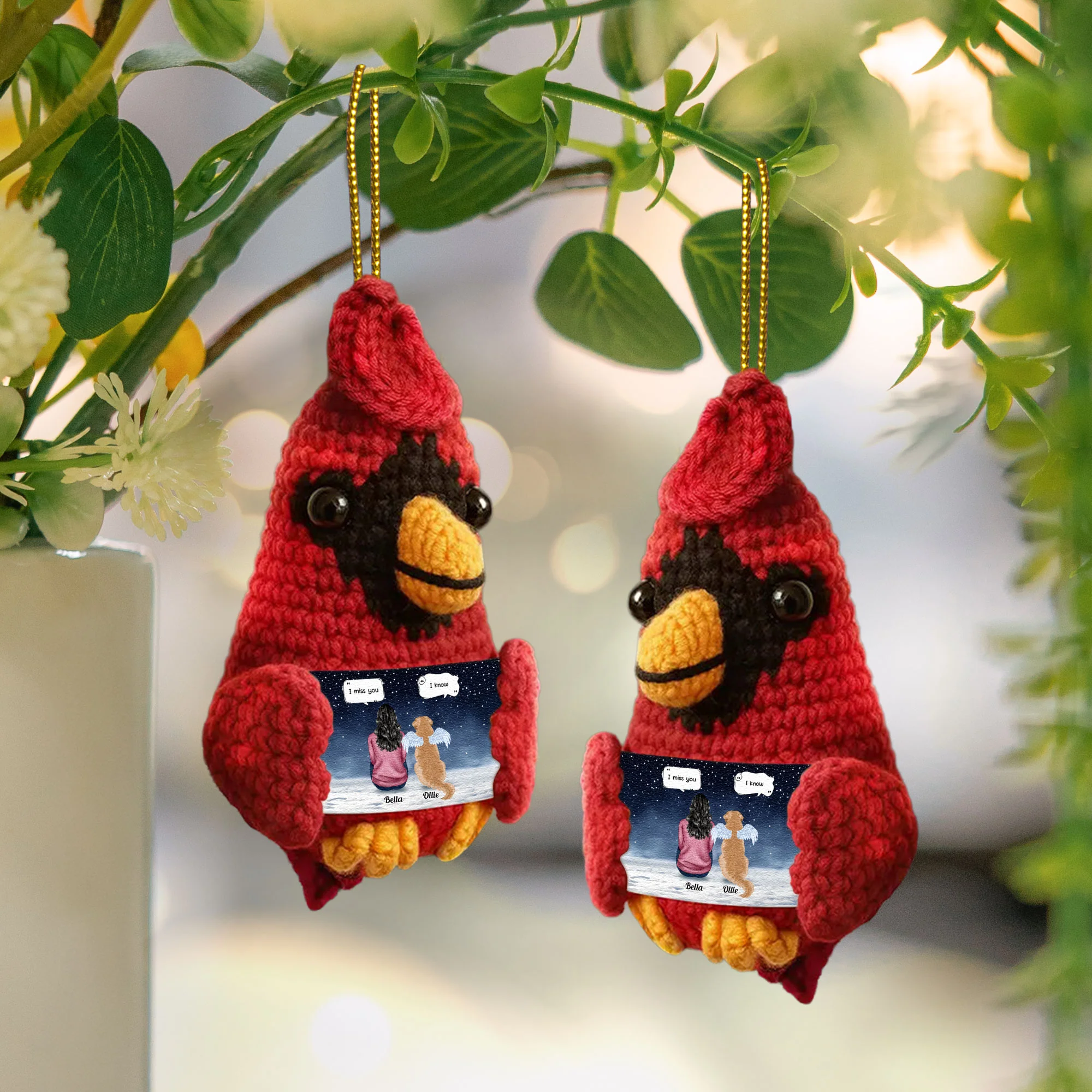 Memorial Pet - Personalized Crochet Cardinal Ornament - Image 4