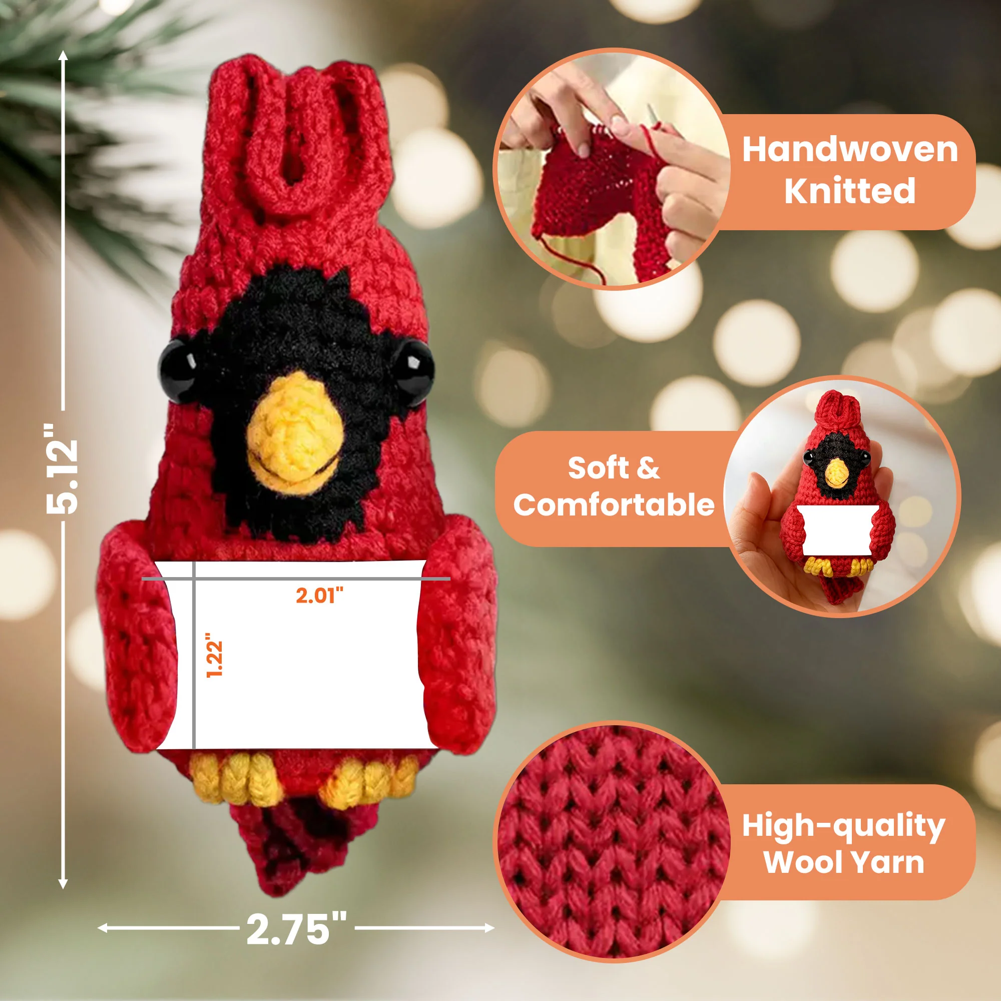 Memorial Pet - Personalized Crochet Cardinal Ornament - Image 5