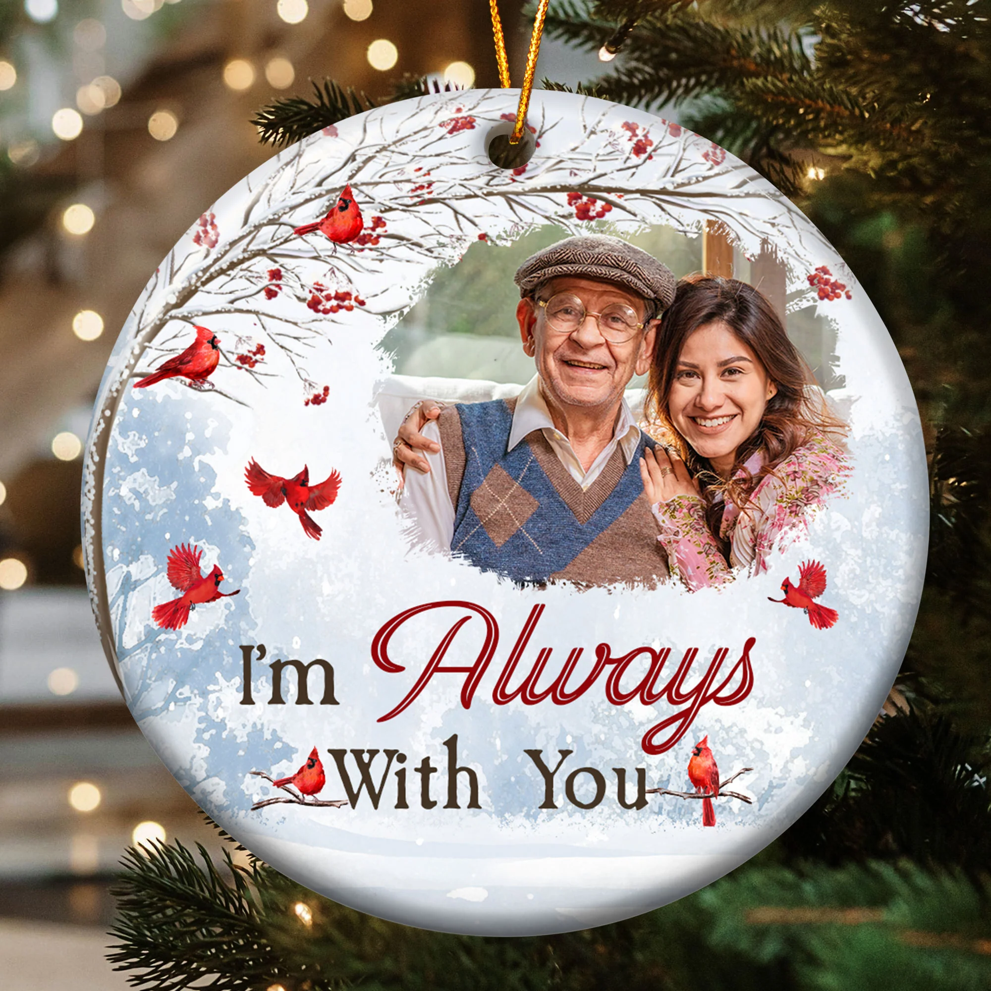 Memorial Photo I'm Always With You - Personalized Ceramic Photo Ornament - Image 5