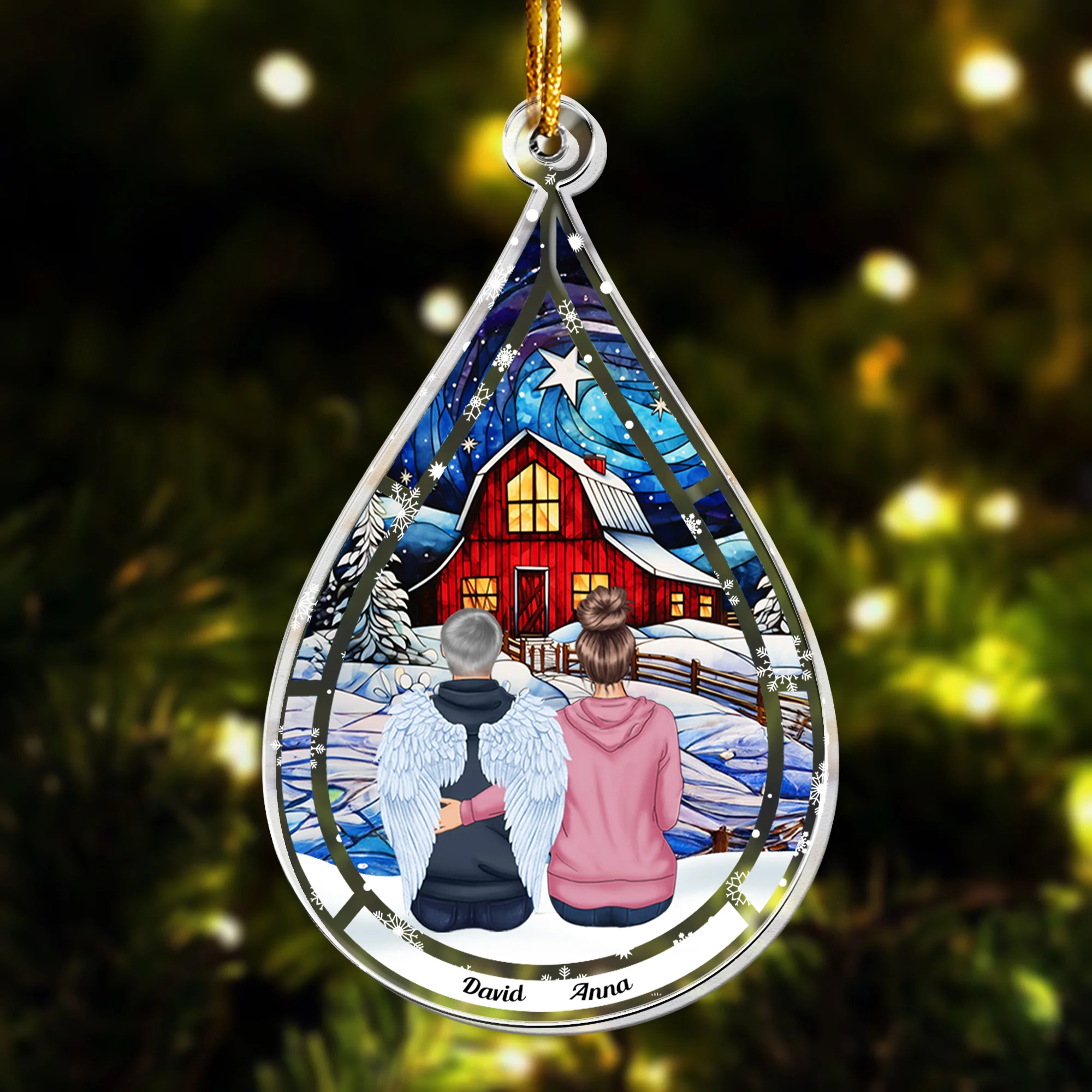 Memorial Teardrop Loss Of Loved One - Personalized Acrylic Ornament - Image 2
