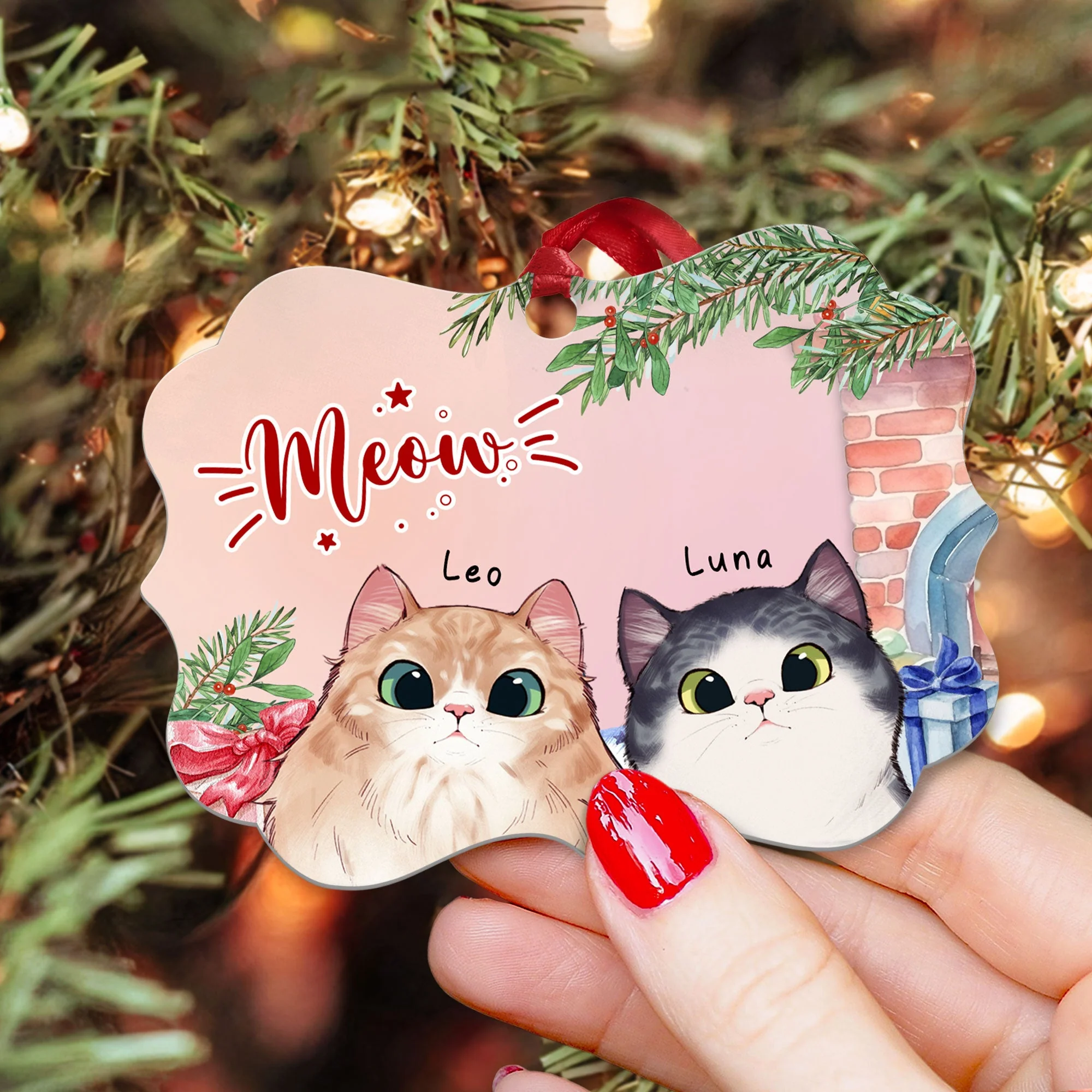 Meow - Personalized Aluminum Ornament - Image 2