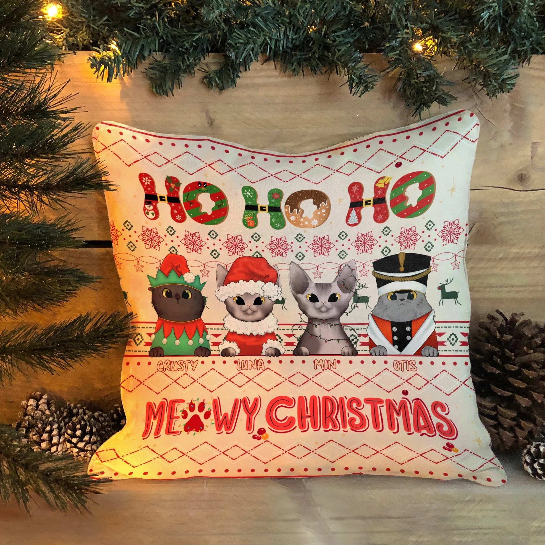 Meowy Christmas - Personalized Pillow (Insert Included) - Christmas, Home Decor Gift For Cat Lover, Cat Mom - Image 4