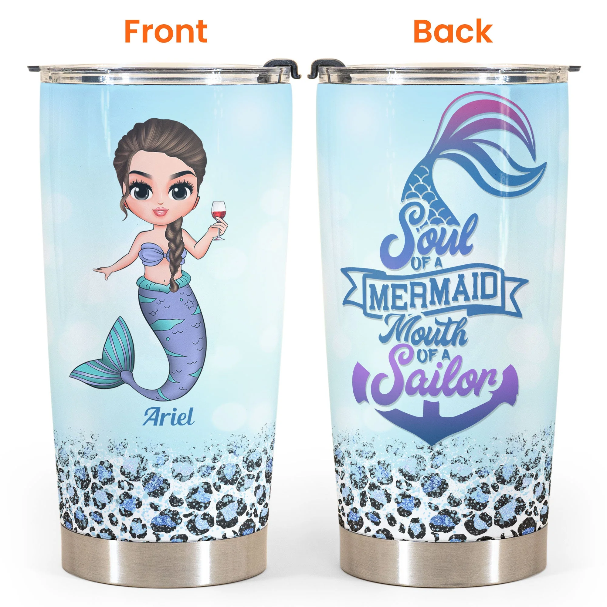 Mermaid Soul Sailor Mouth - Personalized Tumbler Cup - Birthday Gift For Mermaid Lovers, Beach Lovers, Merfriends, Friends - Image 4