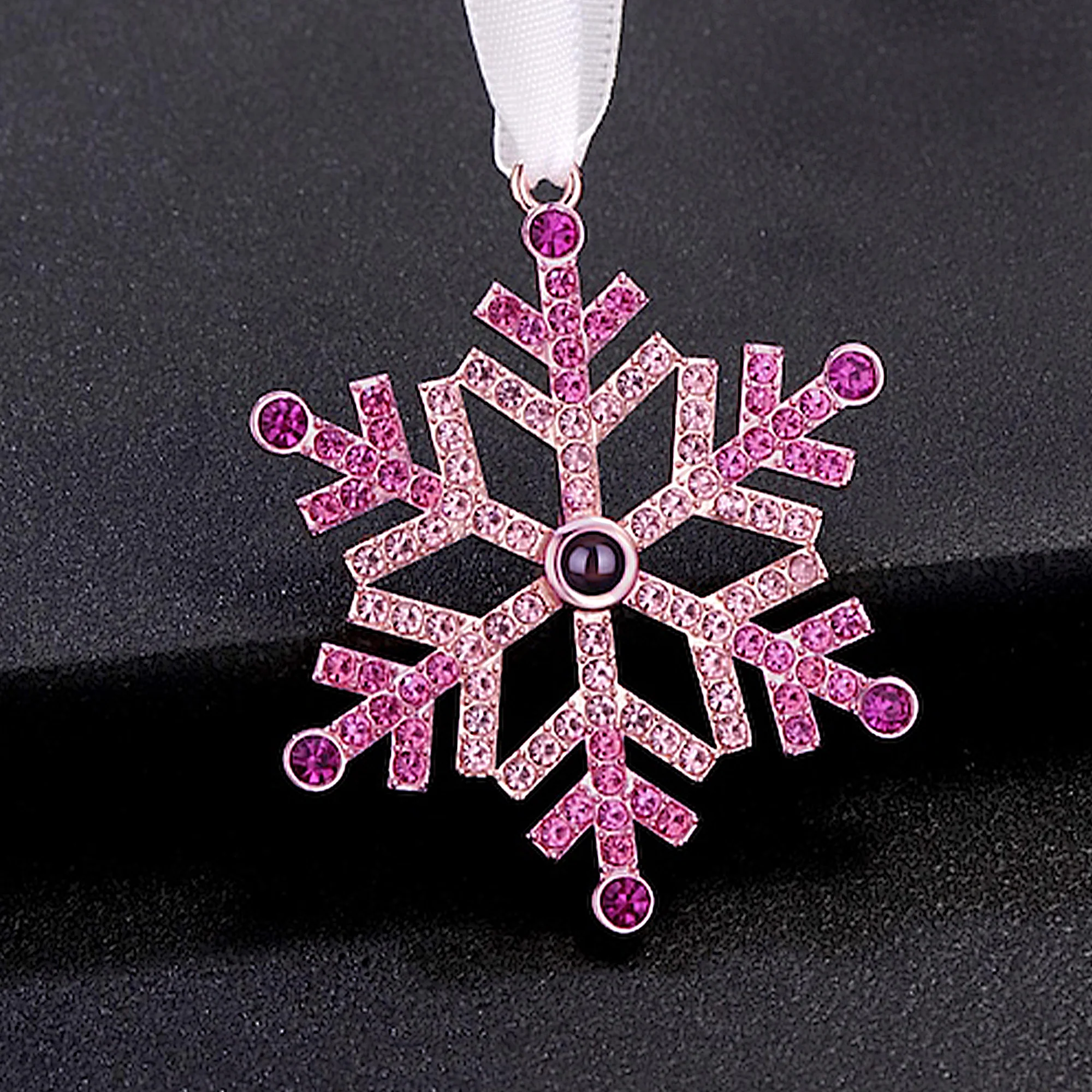 Merry Christmas Grandma & Grandpa - Custom Photo Projection Snowflake Ornament - Image 7
