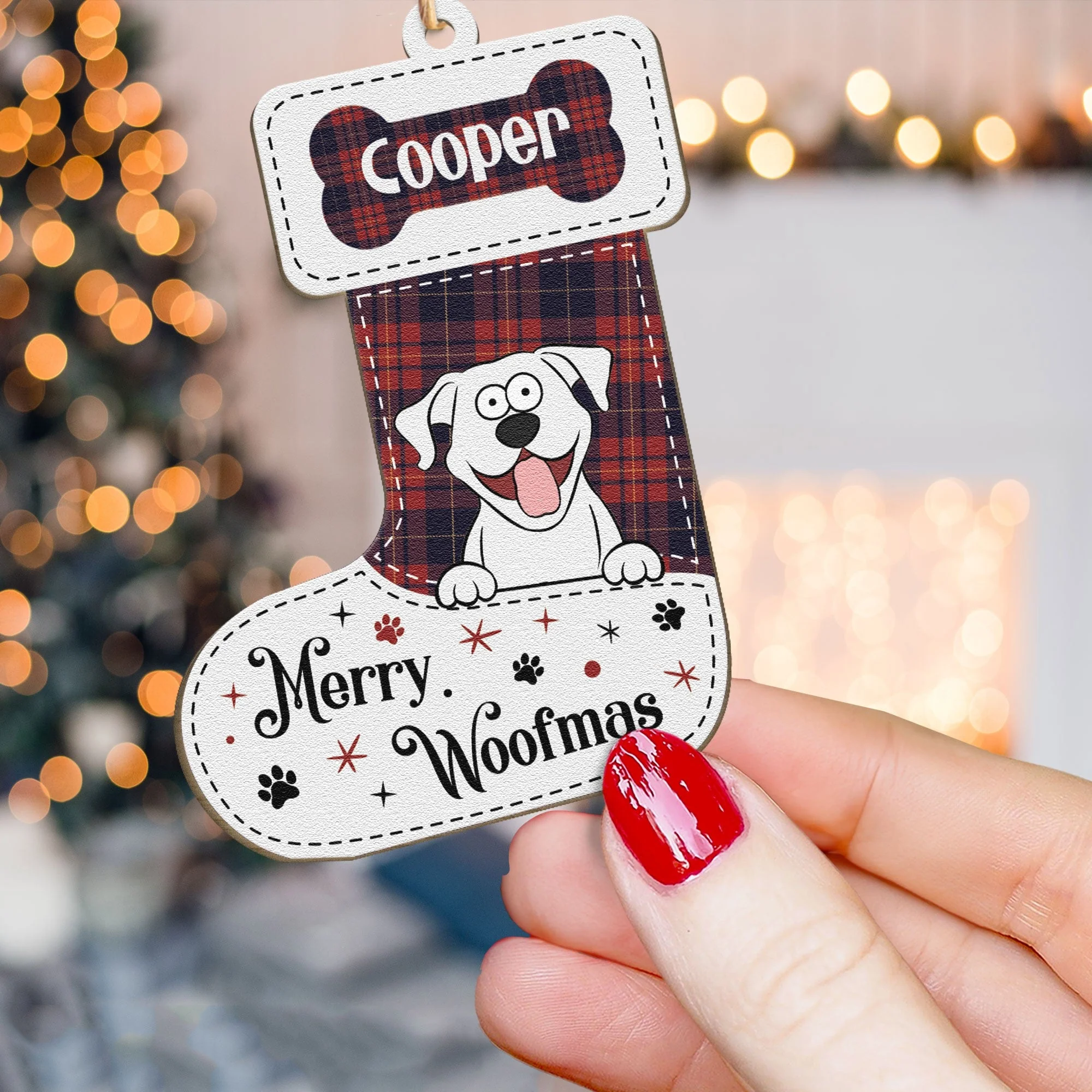 Merry Christmas - Personalized Custom Shaped Wooden Ornament - Image 2