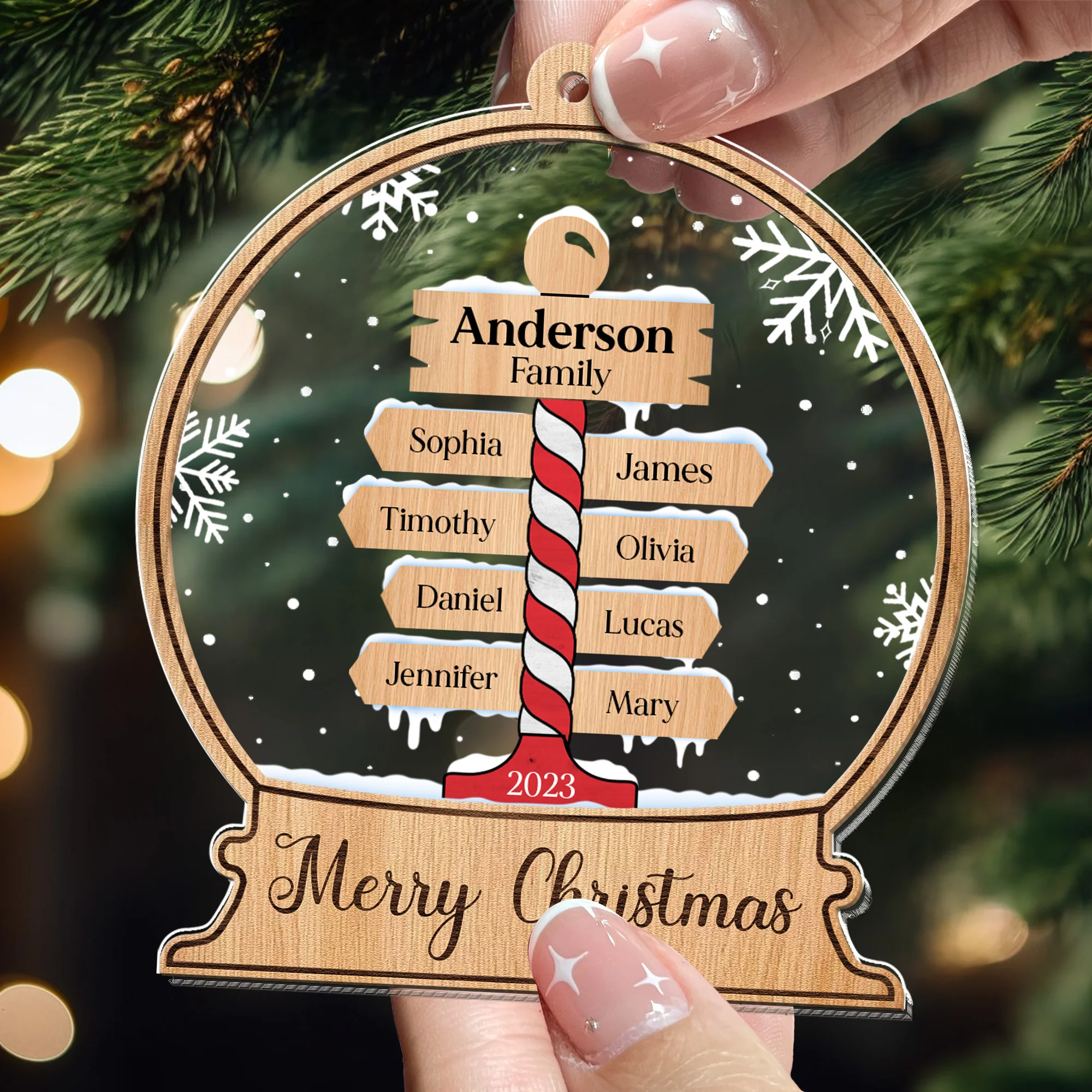 Merry Christmas - Personalized Wood And Acrylic Ornament - Image 2
