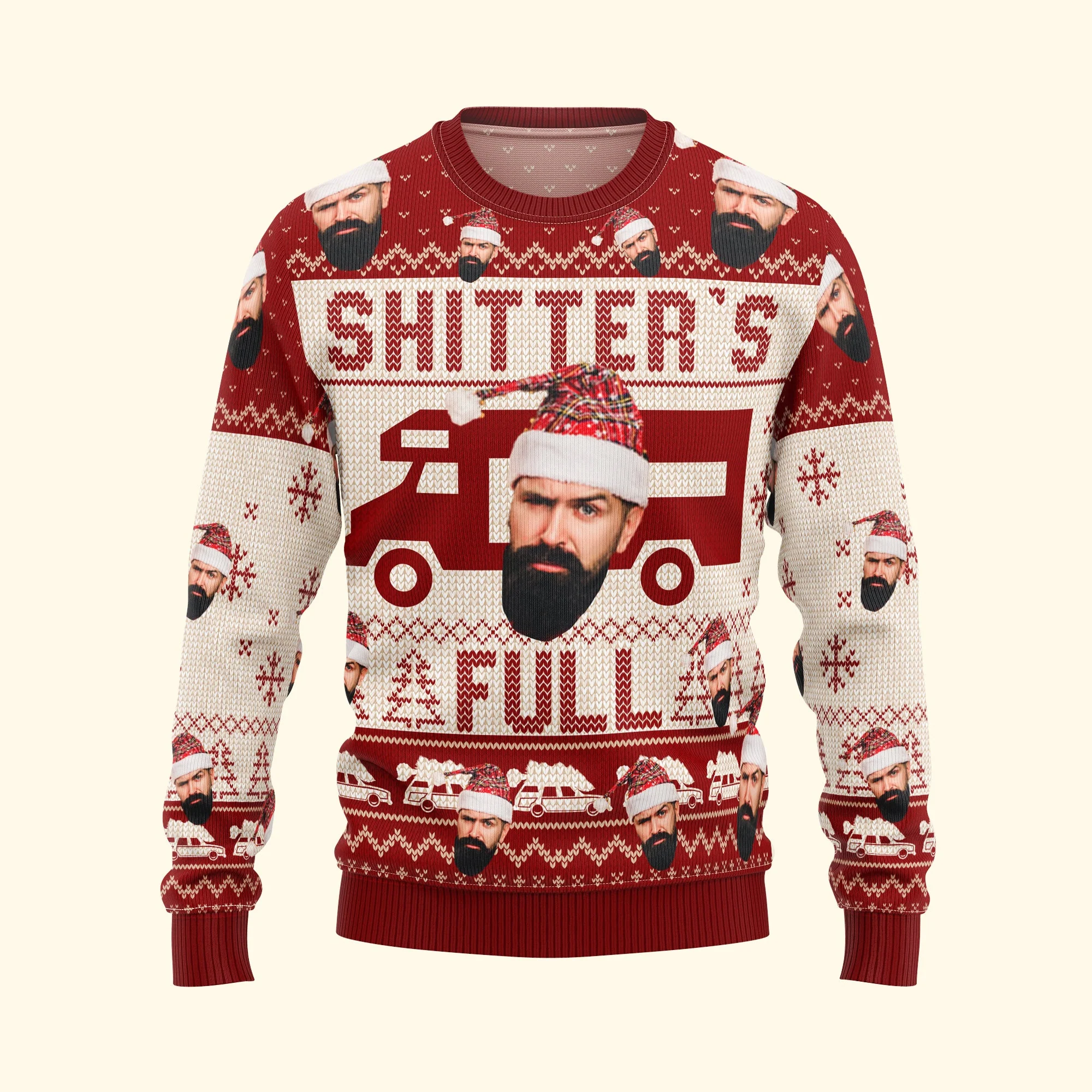 Merry Christmas Sh!*ter's Full - Personalized Photo Ugly Christmas Sweater - Image 2