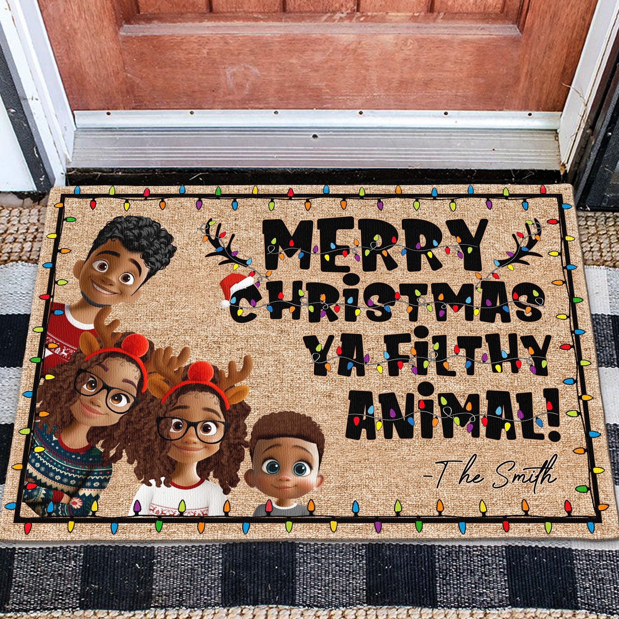 Merry Christmas Ya Filthy Animal - Personalized Doormat - Image 2
