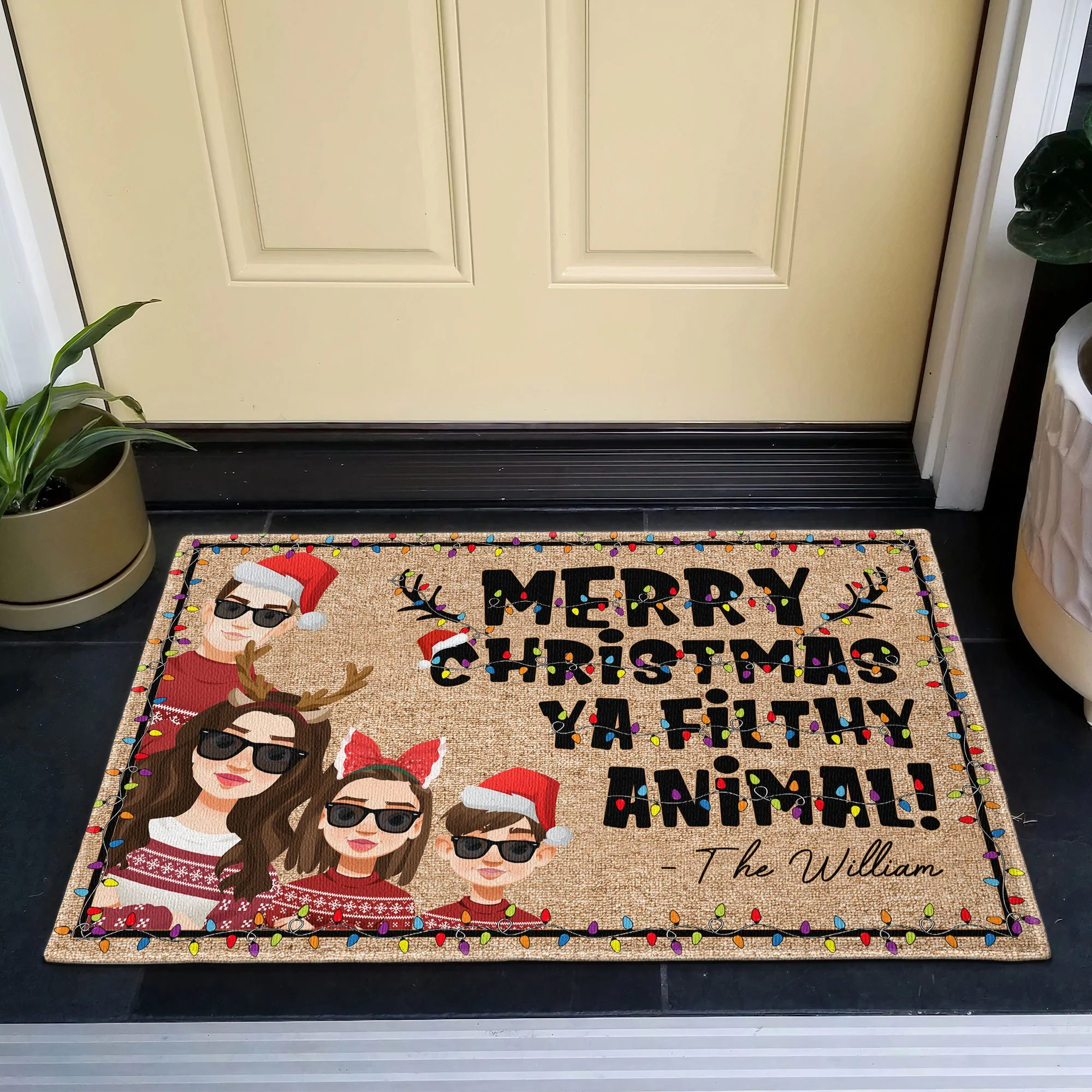 Merry Christmas Ya Filthy Animal! - Personalized Doormat - Image 5