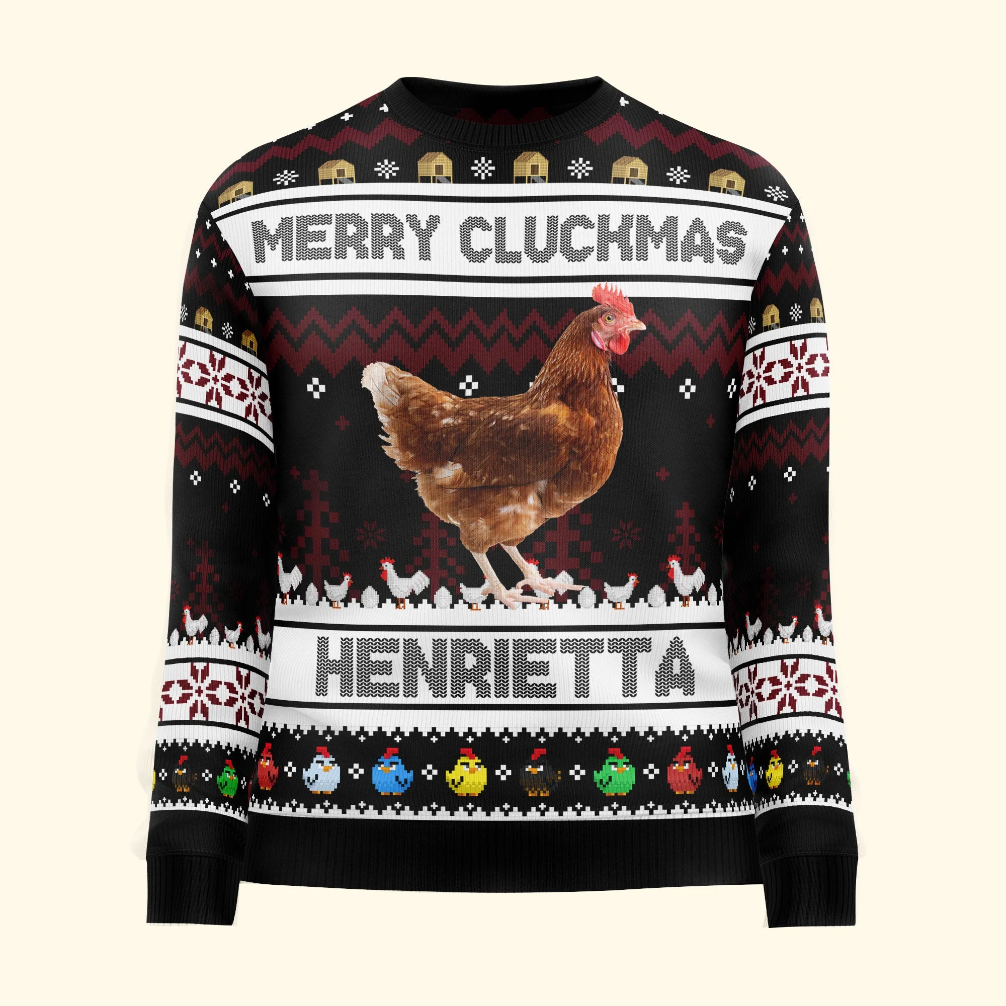 Merry Cluckmas Chicken Farmers Clucker Bird - Personalized Photo Ugly Sweater - Image 9