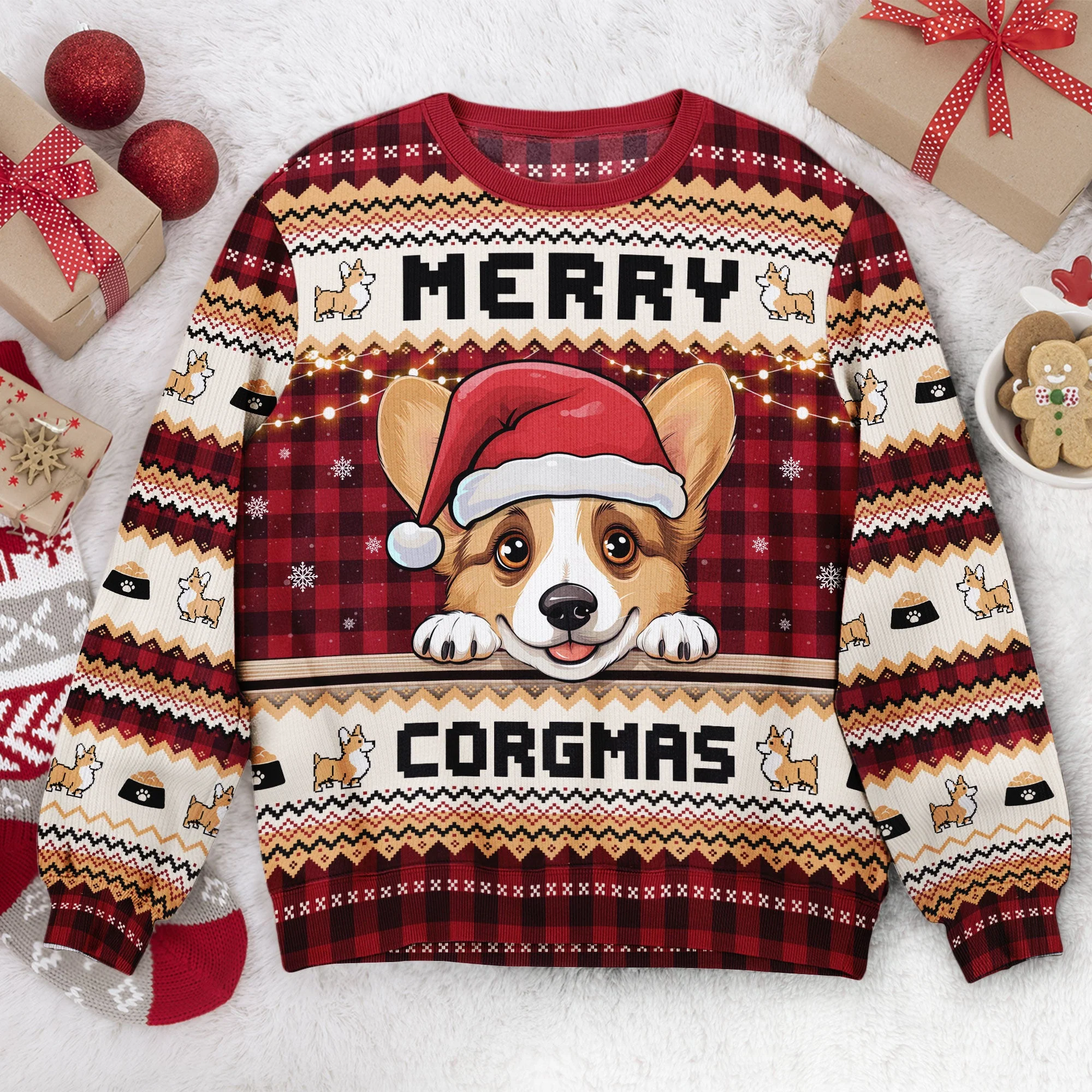 Merry Corgmas - Personalized Ugly Sweater - Image 4