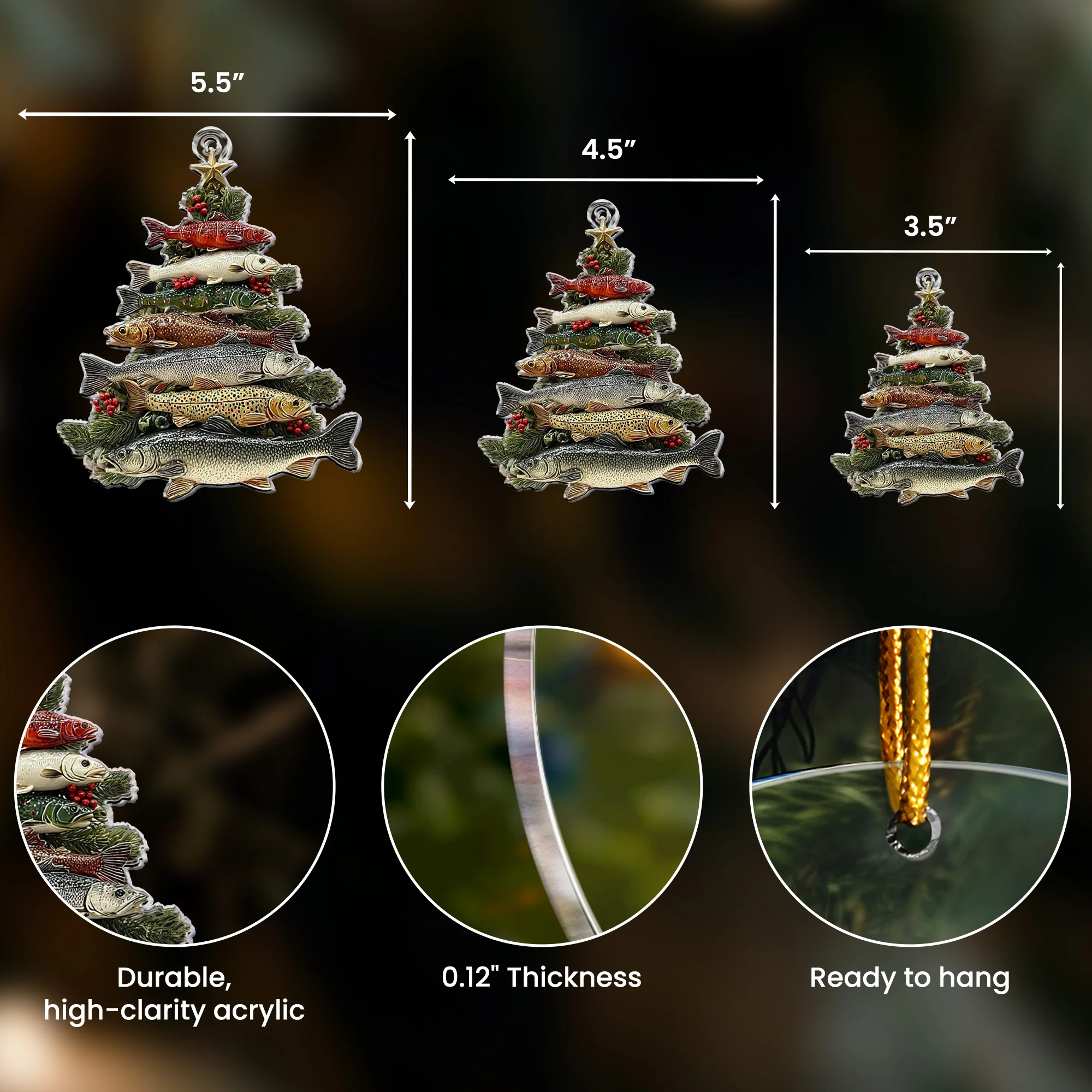 Merry Fishmas Tree 2D Flat - Acrylic Ornament - Image 4