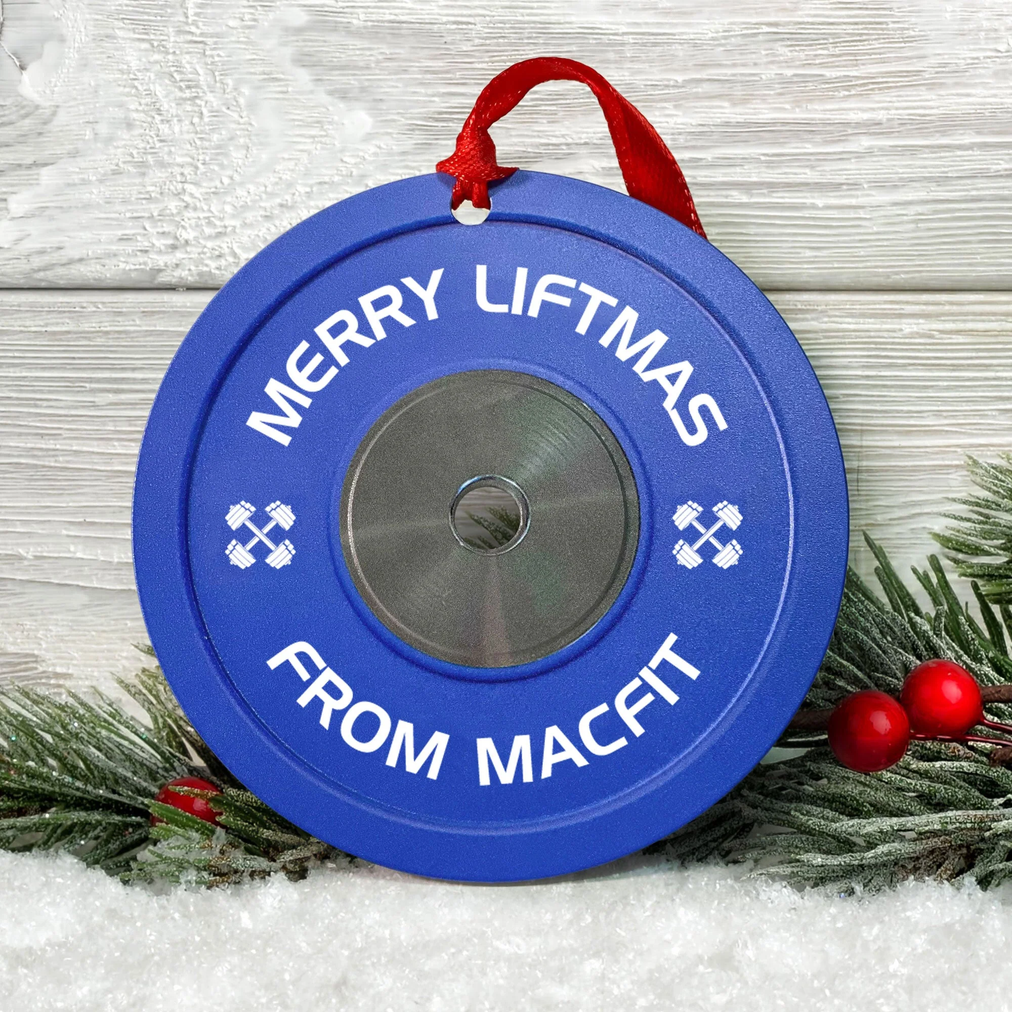 [Only available in the U.S] Merry Liftmas Weight Plates - Personalized Aluminum Ornament - Christmas Fitness Gym Weightlifting Gift For Gymer, Weightlifters, PTs - Image 4