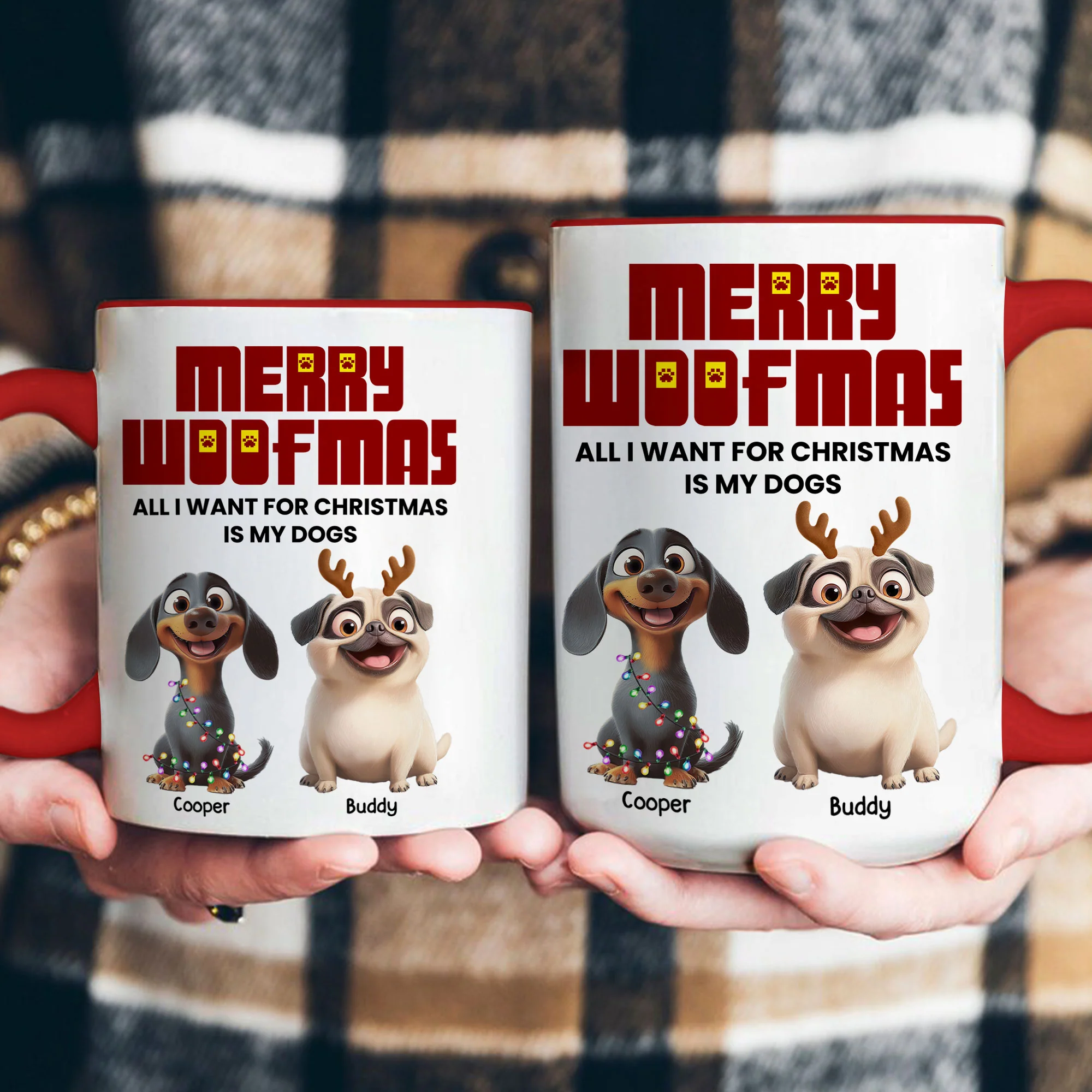 Merry Woofmas Dogs Christmas - Personalized Accent Mug - Image 4