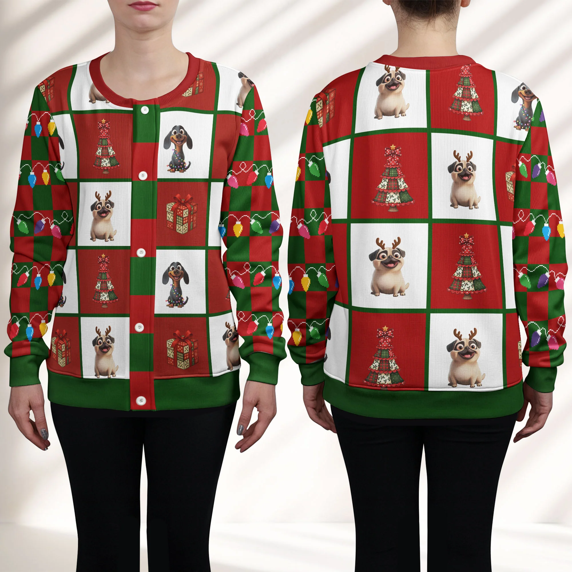 Merry Woofmas - Personalized Crewneck Cardigan - Image 2
