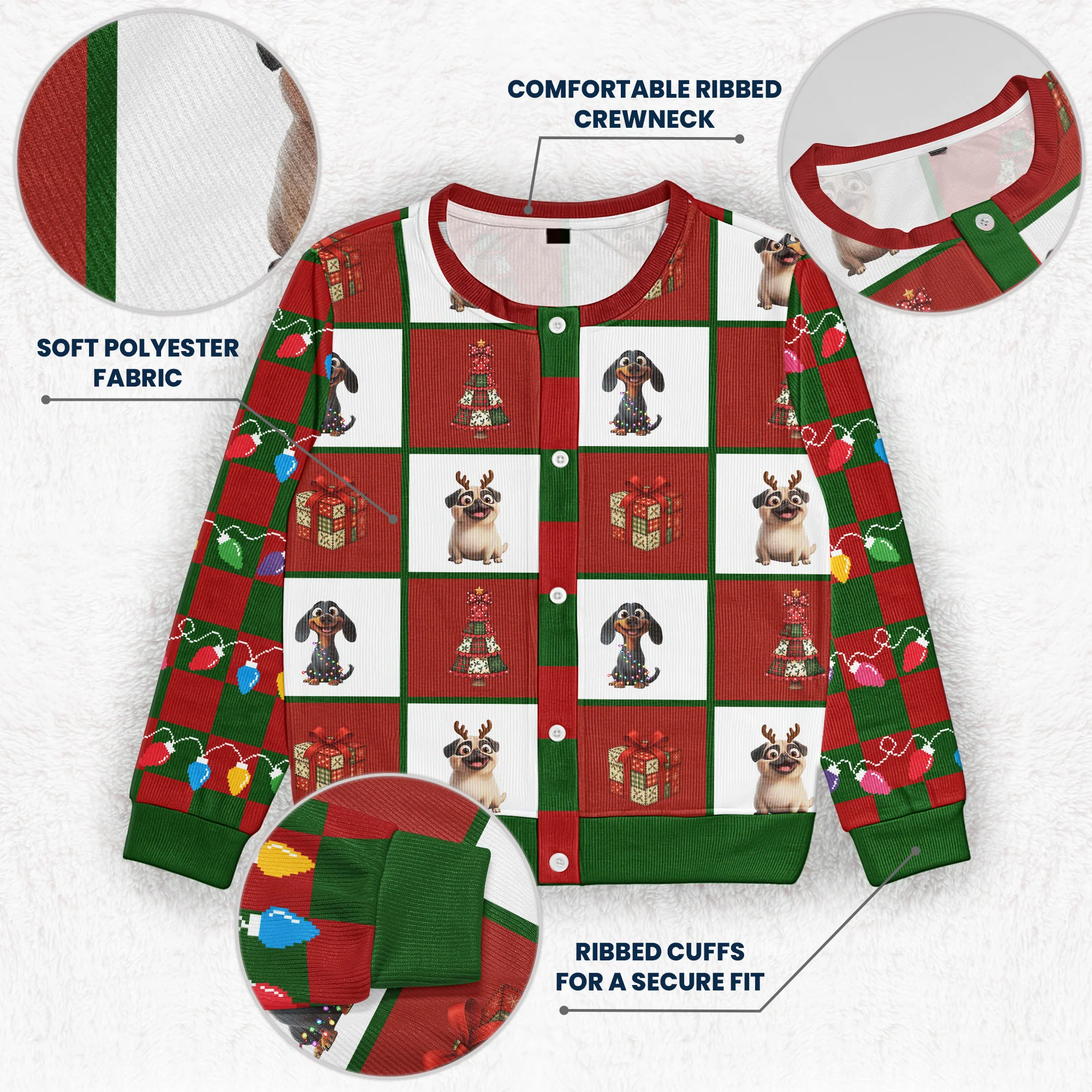 Merry Woofmas - Personalized Crewneck Cardigan - Image 3