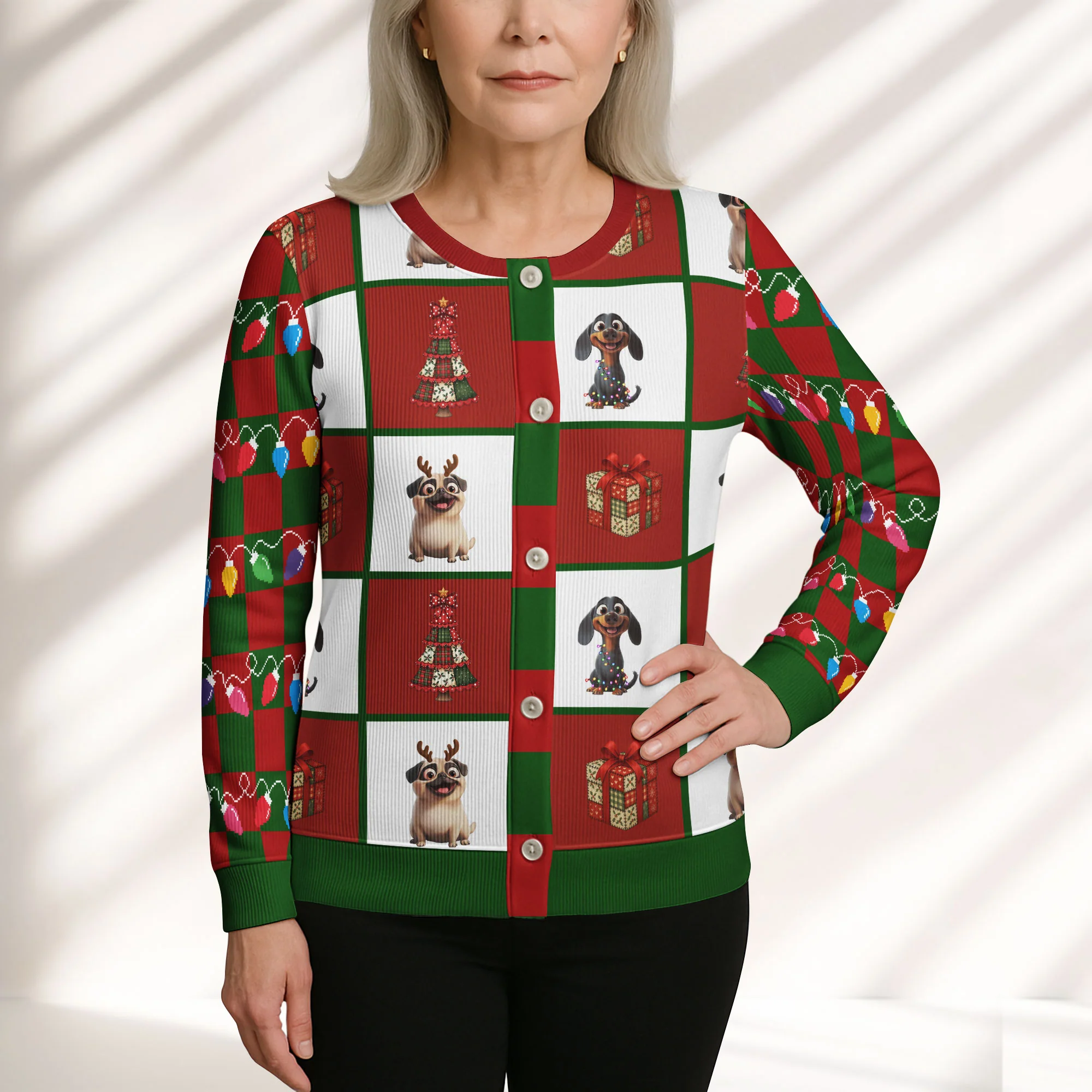 Merry Woofmas - Personalized Crewneck Cardigan - Image 5