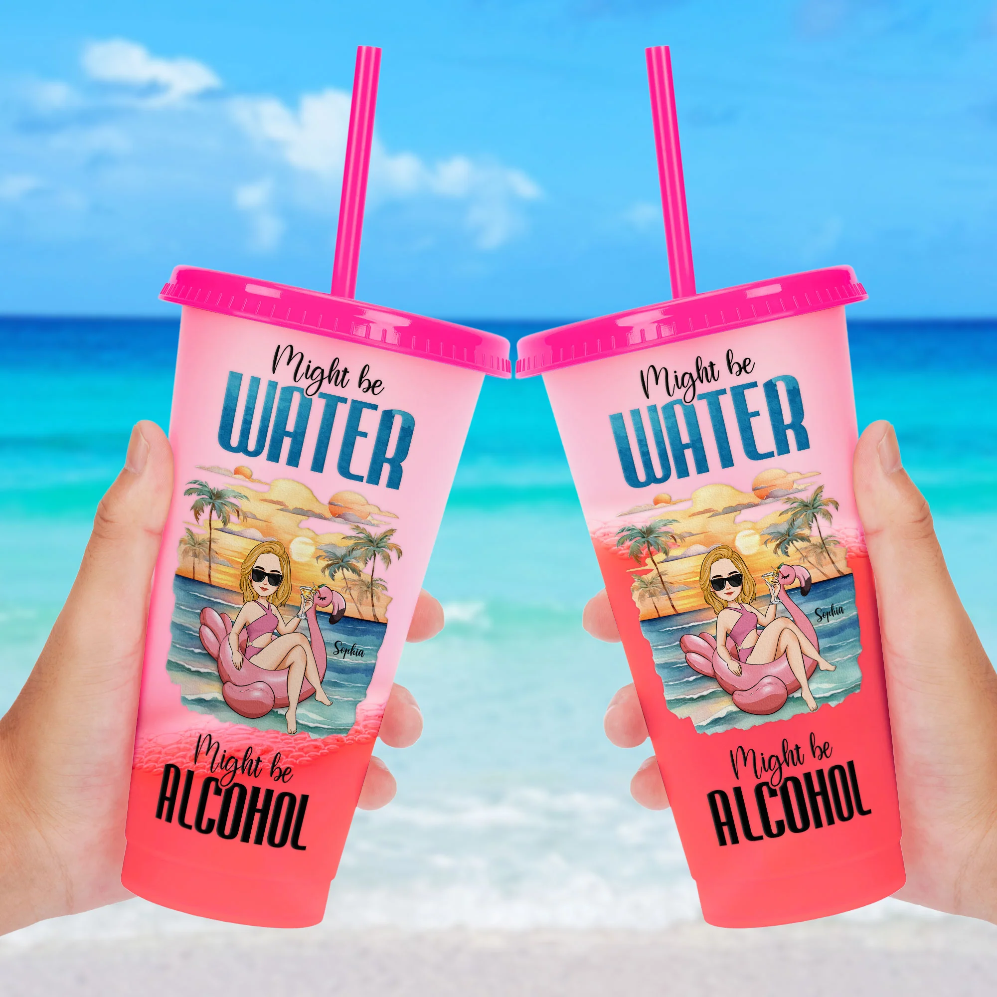 Might Be Water, Might Be Alcohol - Personalized Color Changing Cup - Image 4