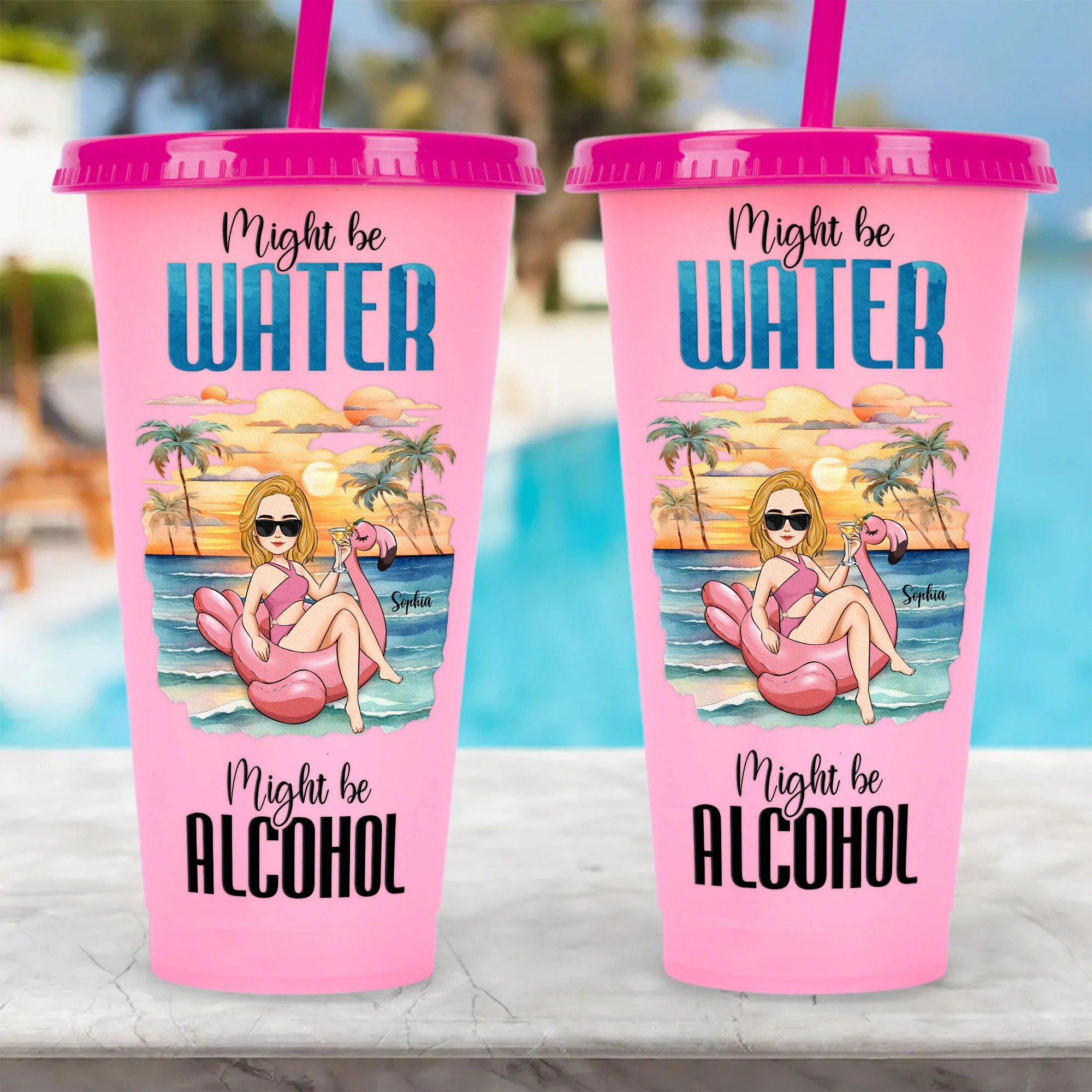 Might Be Water, Might Be Alcohol - Personalized Color Changing Cup - Image 9