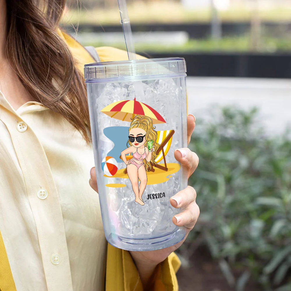 Might Be Water Might Be Vodka - Personalized Acrylic Tumbler With Straw - Image 3