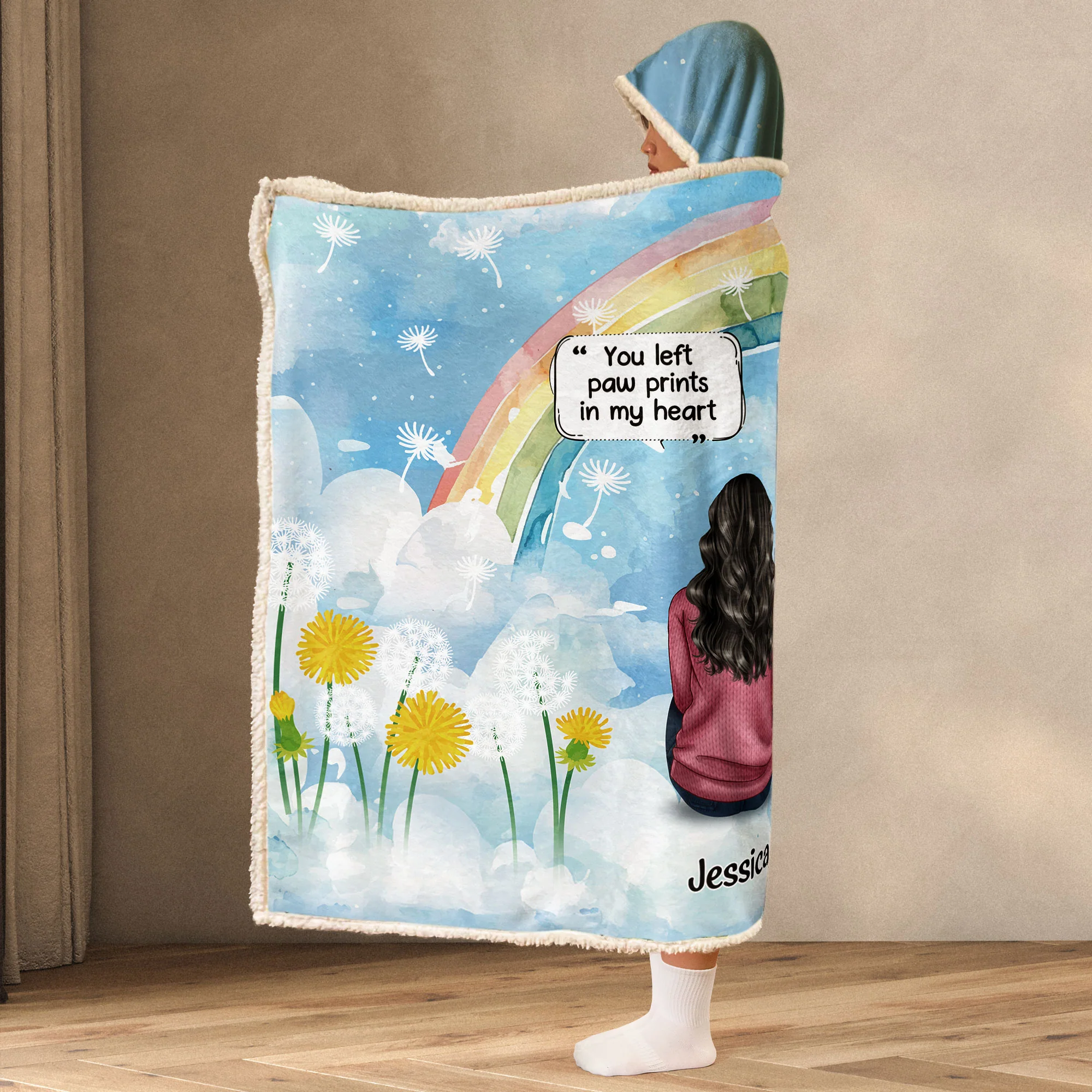 Miss My Fur Baby - Personalized Photo Wearable Hooded Blanket - Image 4