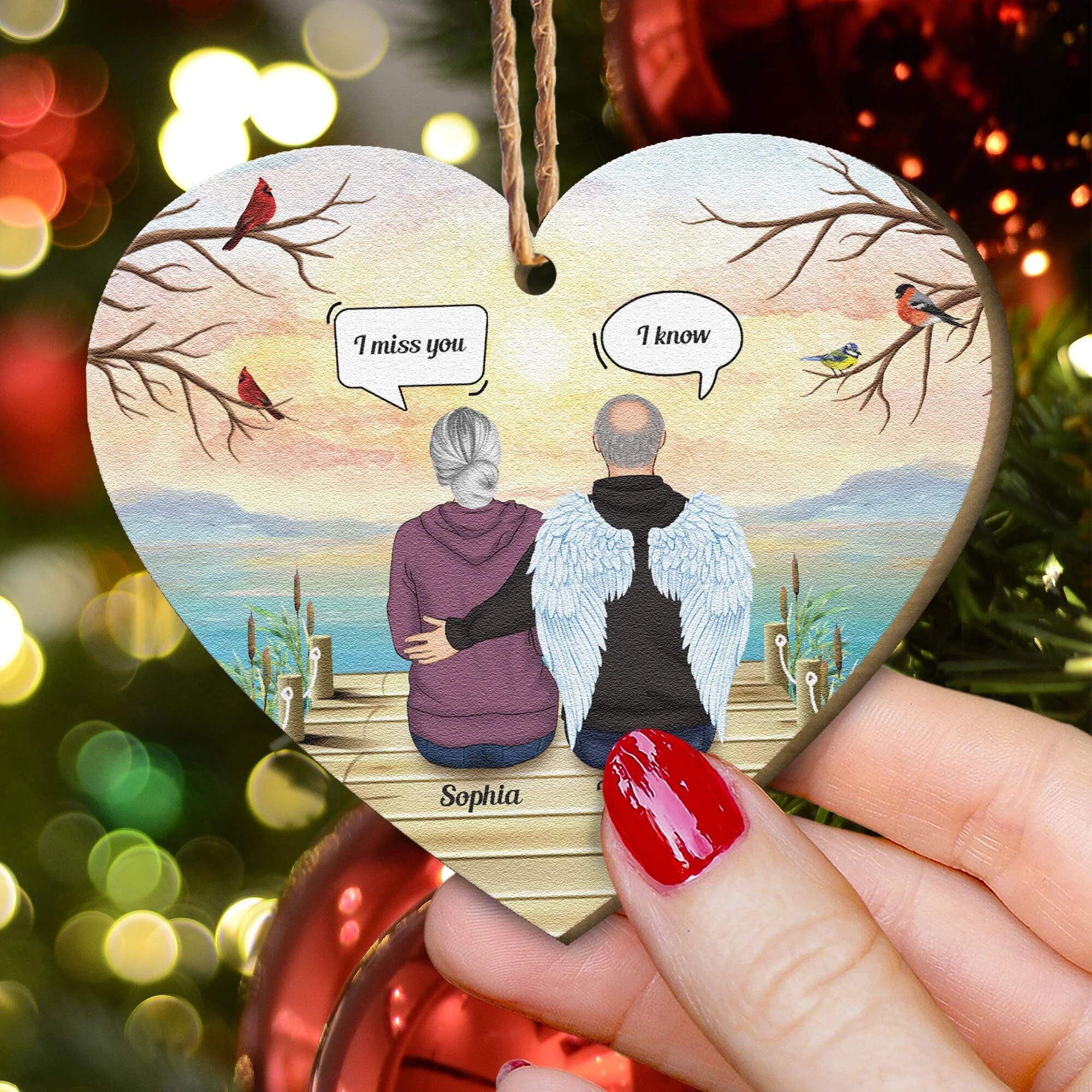 Miss You Everyday - Personalized Custom Shaped Wooden Ornament - Image 2