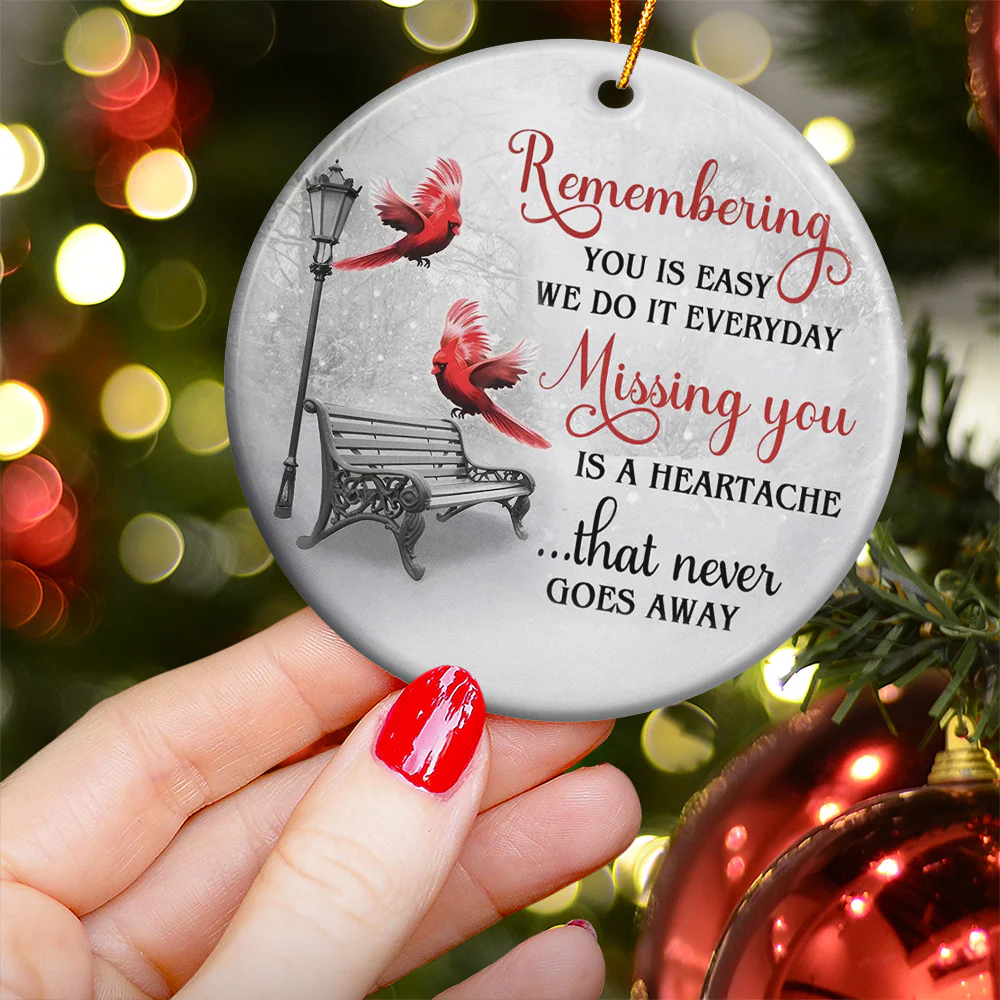 Missing You Is A Heartache Cardinals Winter Memorial - Ceramic Ornament - Image 3