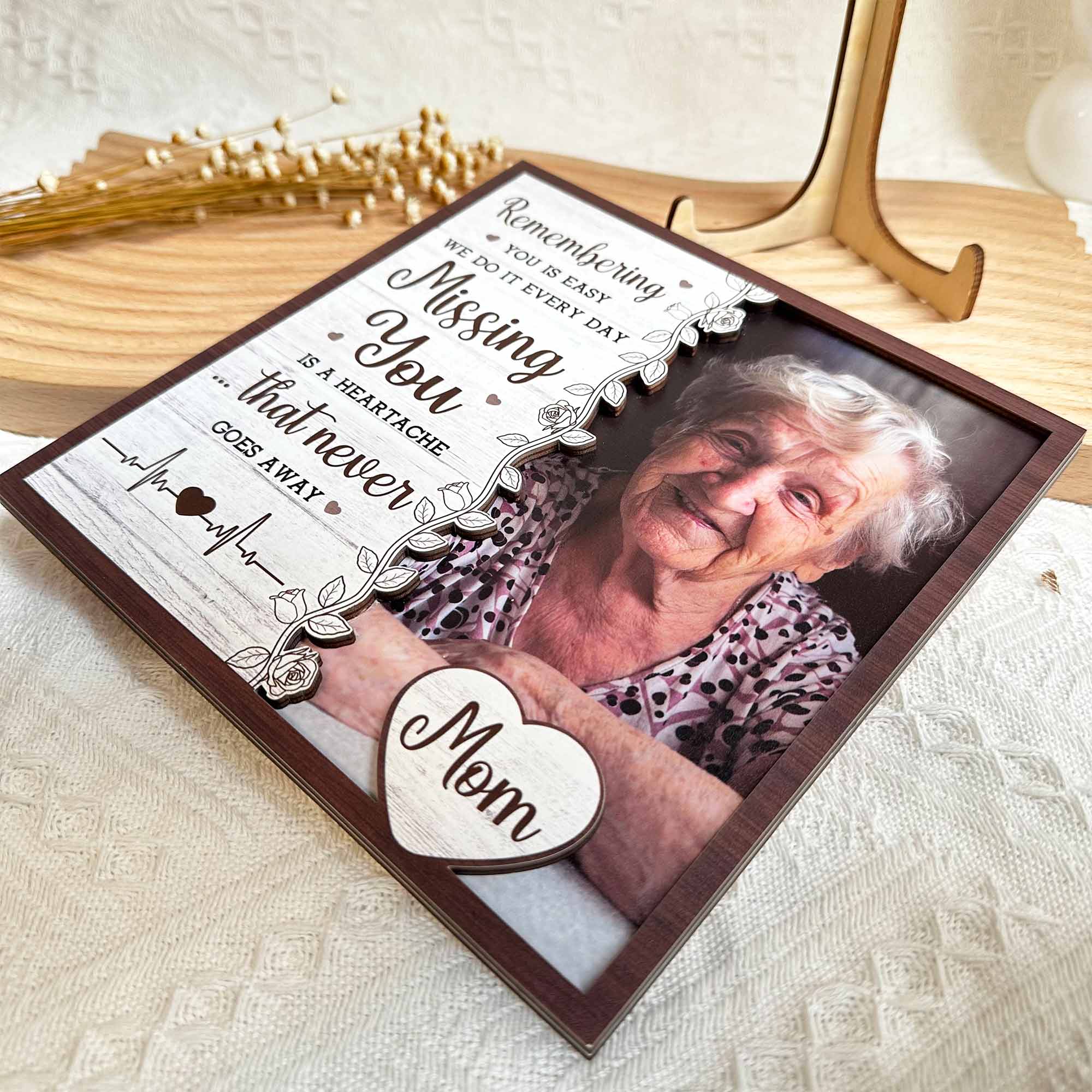 Missing You Is A Heartache - Personalized Wooden Photo Plaque - Image 5