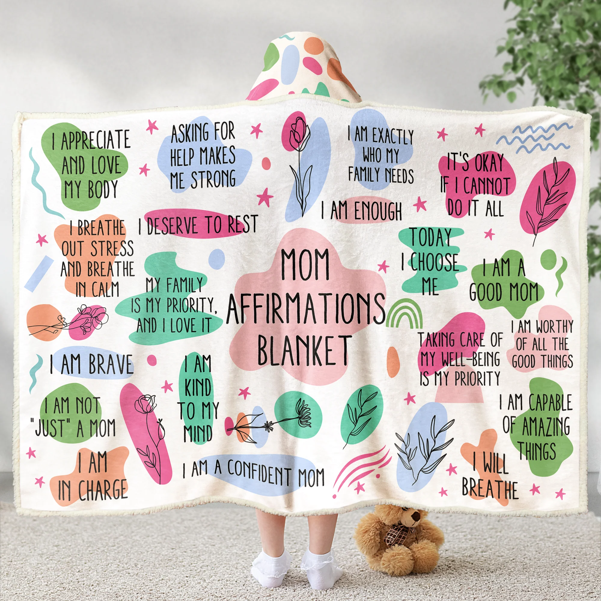 Mom Affirmations Blanket - Custom Name - Mother's Day Gifts - Personalized Wearable Blanket Hoodie - Image 5