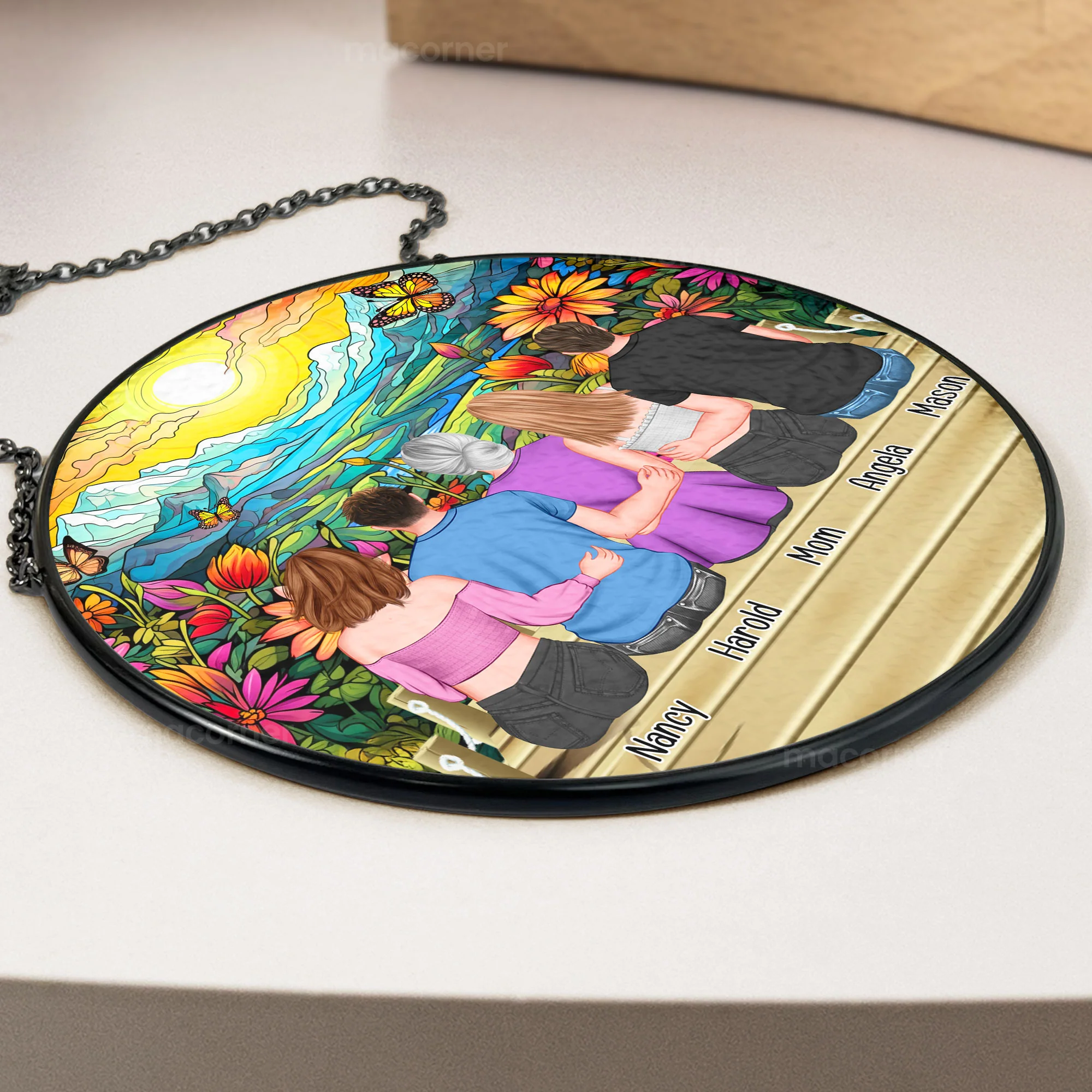 Mom & Daughters, Sons - Friends, Besties - Personalized Stained Glass Window Hanging Suncatcher - Image 3
