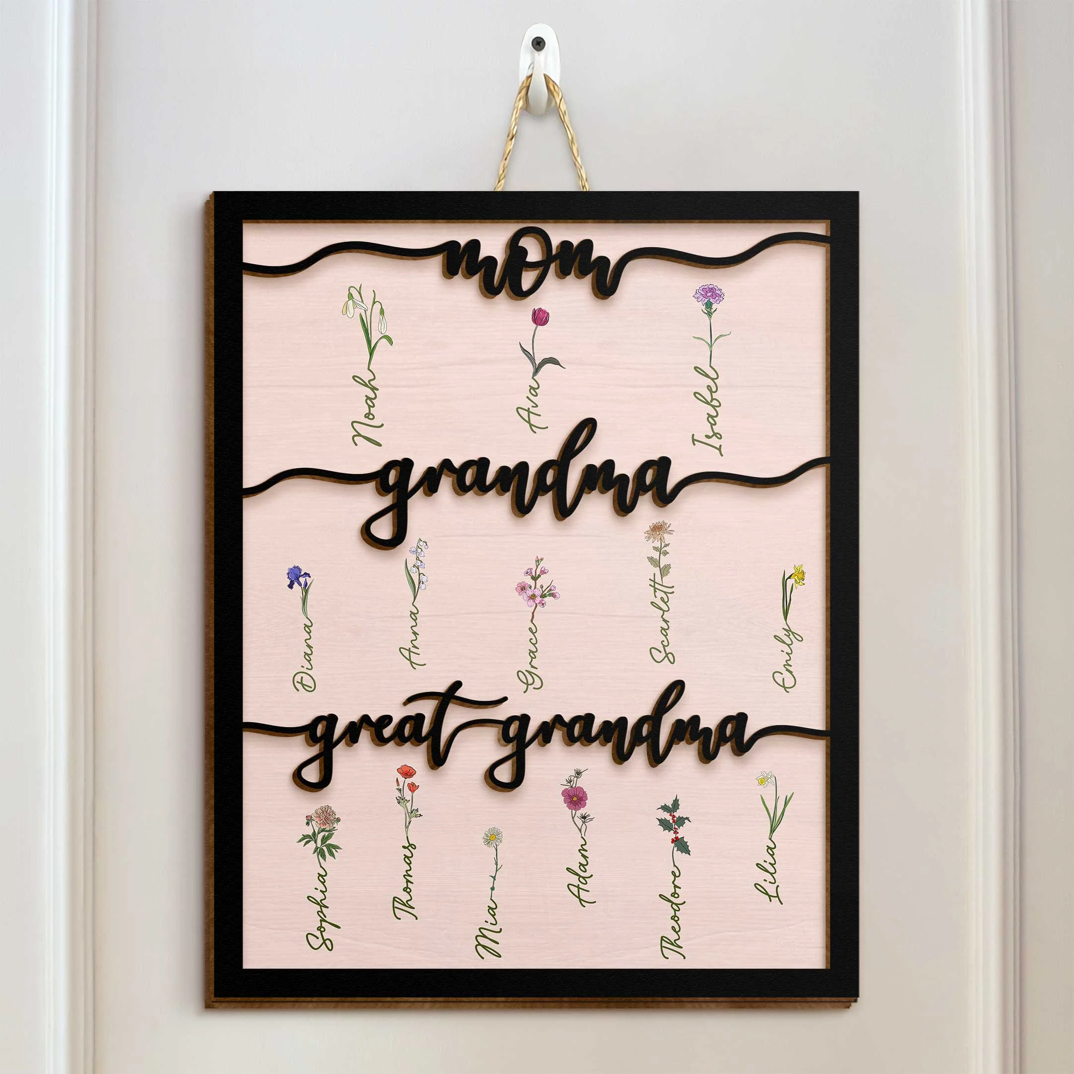 Mom Grandma Great Grandma - Personalized 2 Layers Wood Sign - Gift For Grandma - Image 4