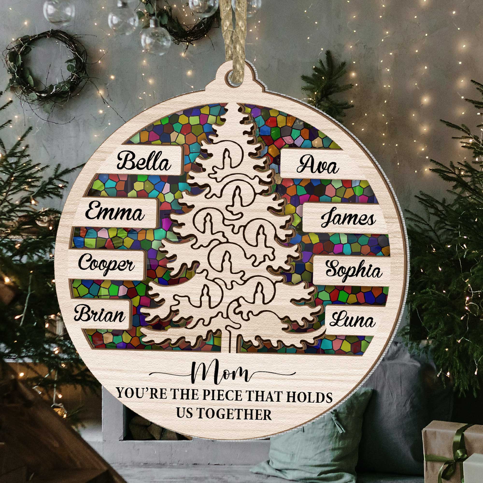 Mom Holds Us Together - Personalized Suncatcher Ornament - Image 3