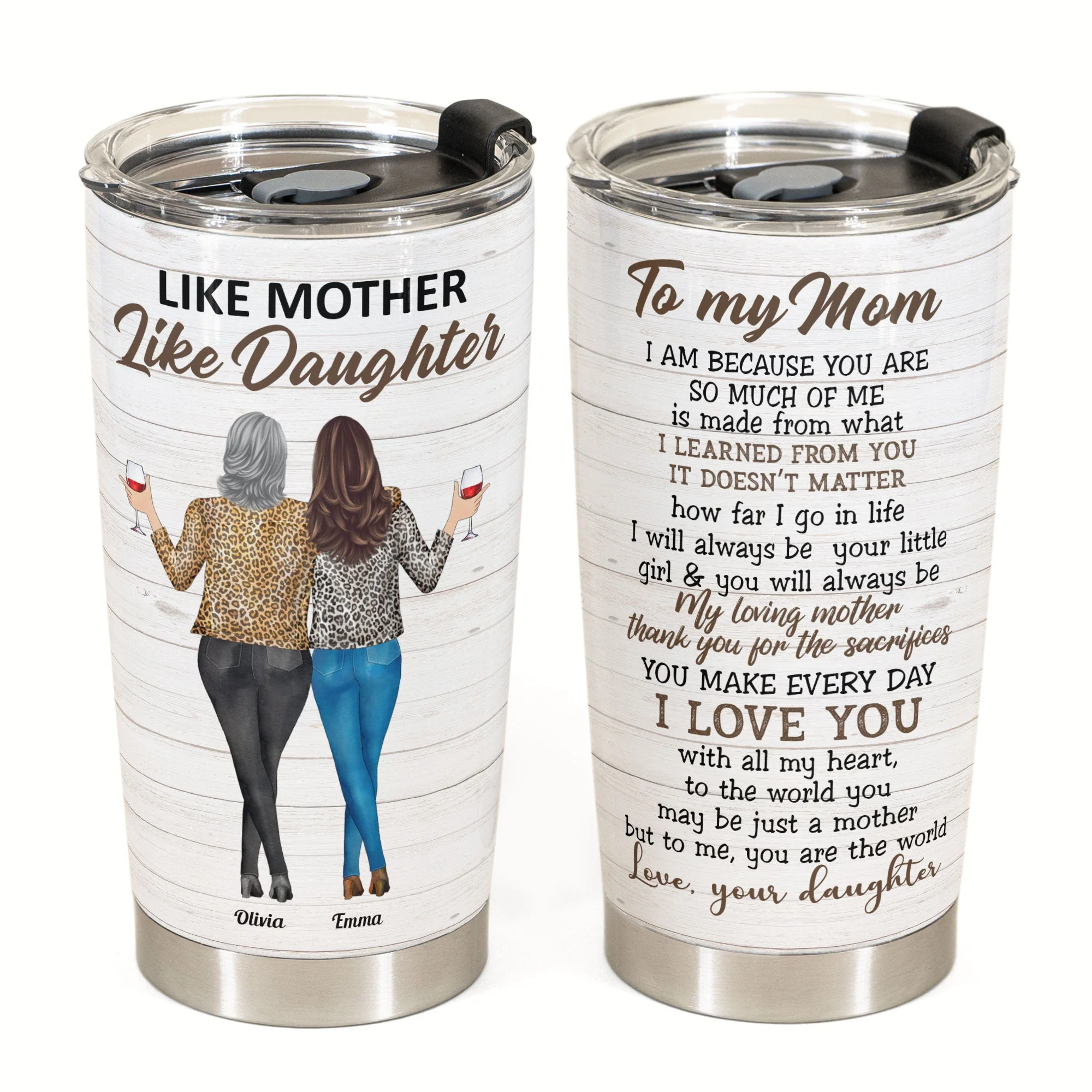 Mom I Am Because You Are - Personalized Tumbler Cup - Birthday, Mother's Day Gift For Mother, Mom - Image 2