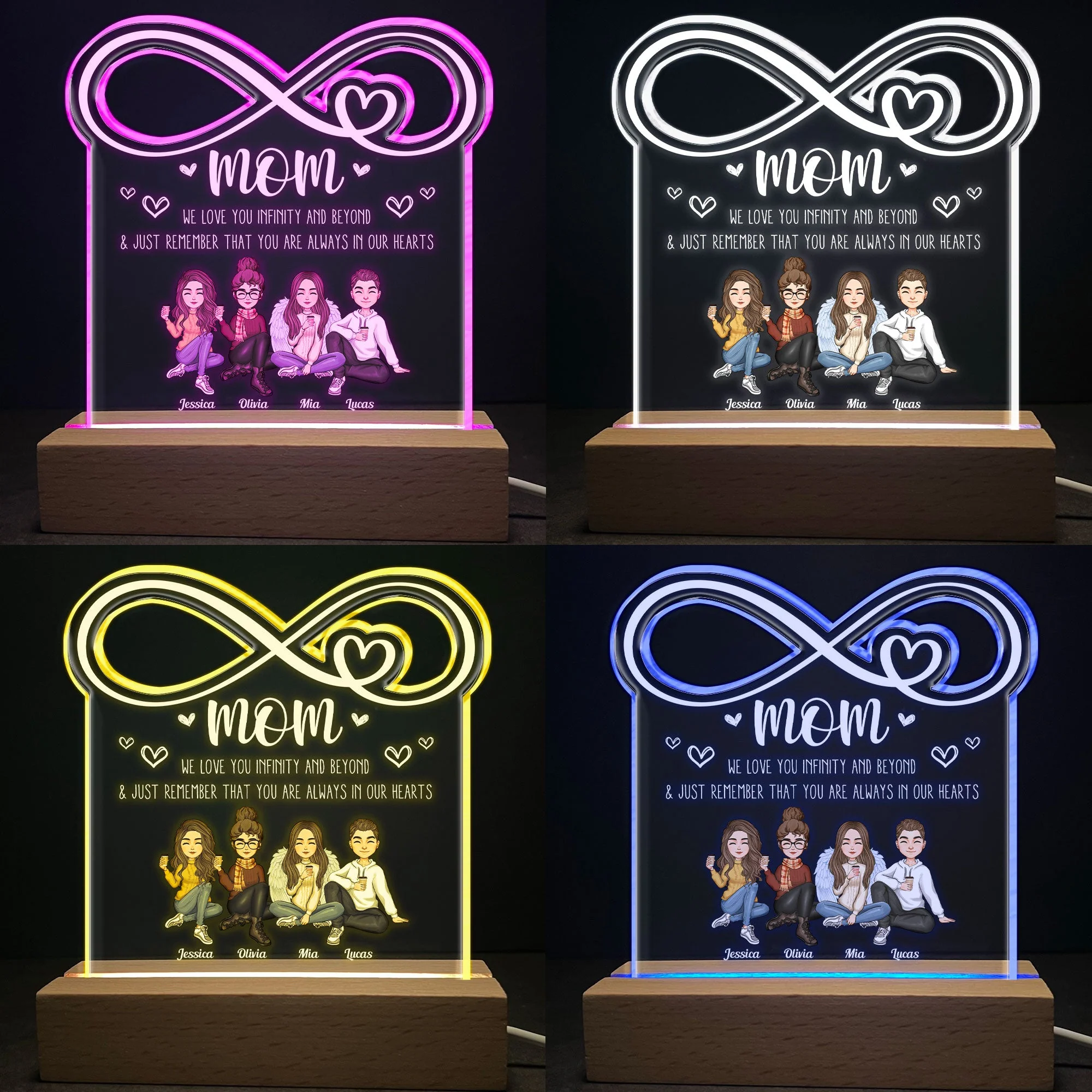 Mom Infinity Love Between Mother & Daughter - Personalized LED Light - Image 3