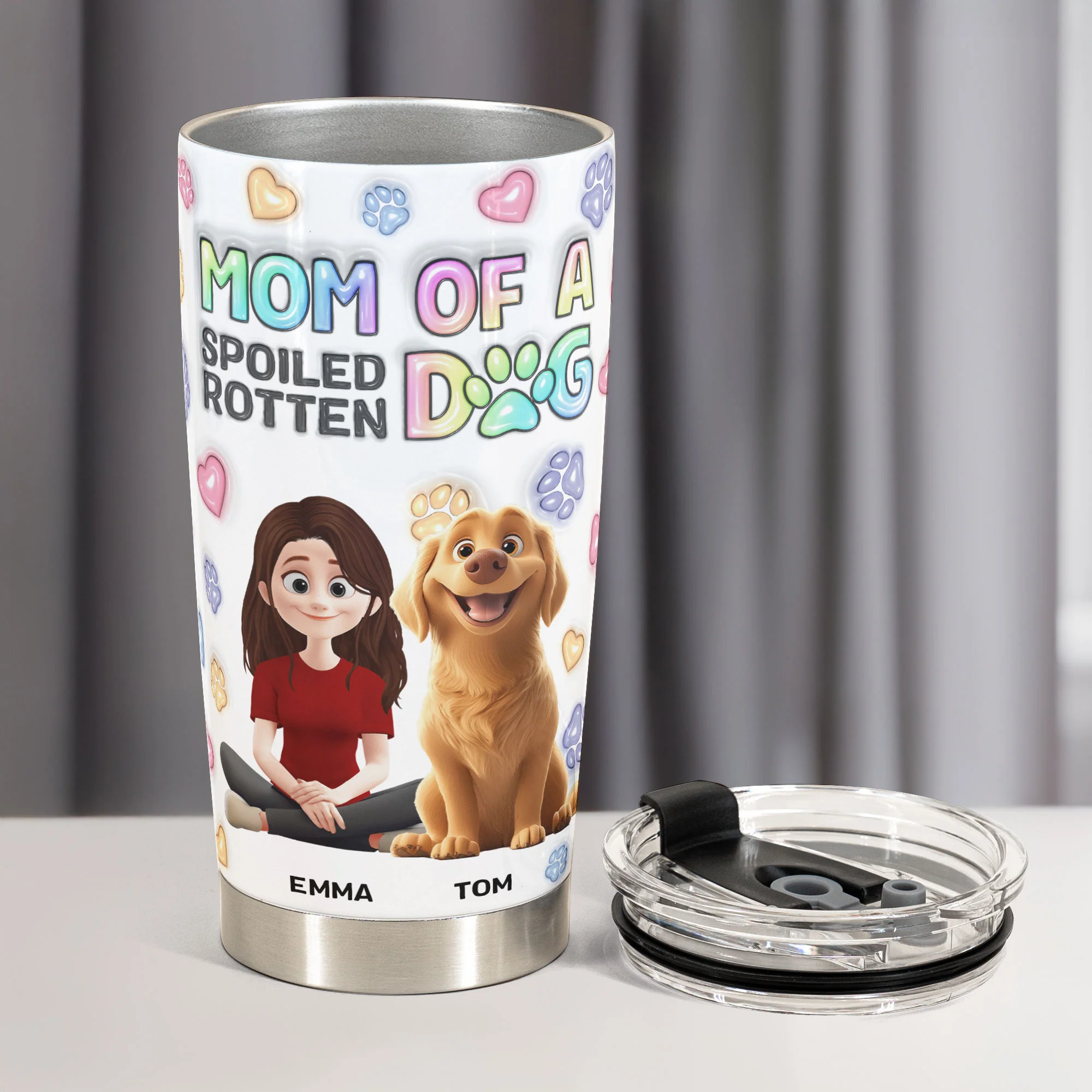 Mom Of A Spoiled Rotten Dog - Personalized Tumbler Cup - Image 2