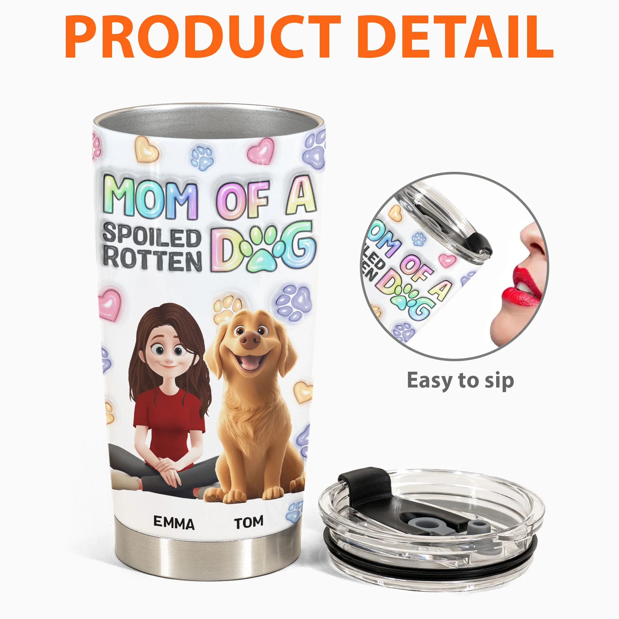 Mom Of A Spoiled Rotten Dog - Personalized Tumbler Cup - Image 4