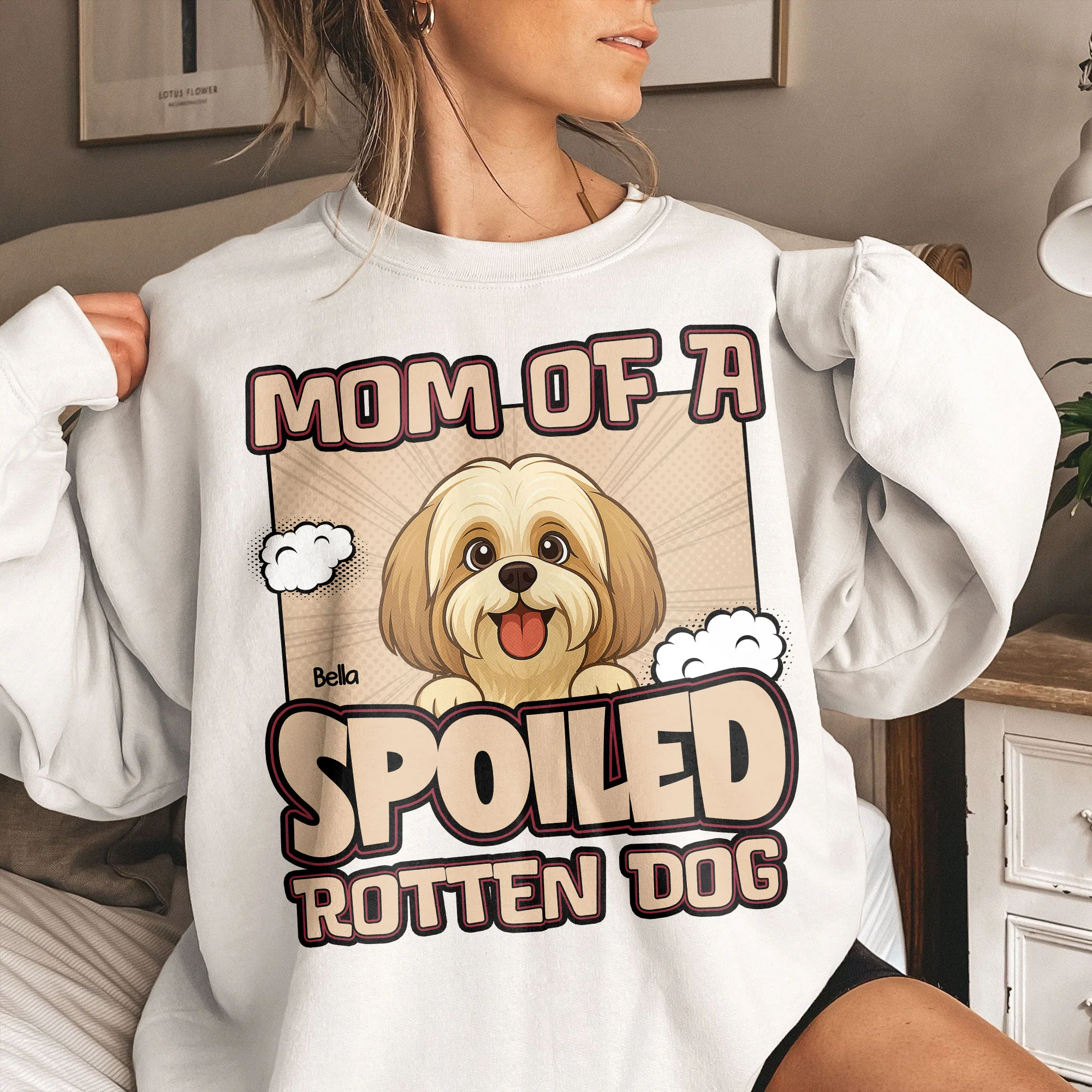 Mom Of A Spoiled Rotten Dog - Retro Dog Version - Personalized Shirt - Image 5
