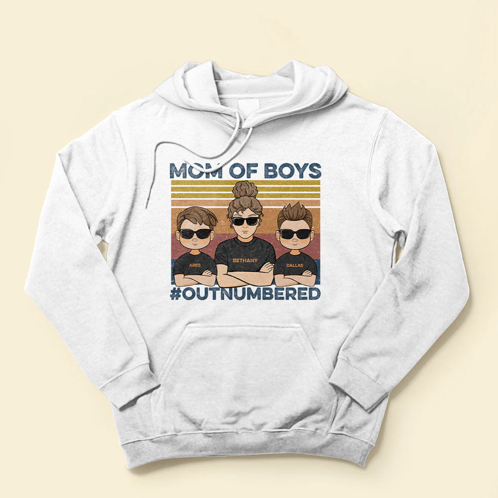 Mom Of Boys #Outnumbered, Family Custom Shirt, Gift For Mom - Image 4