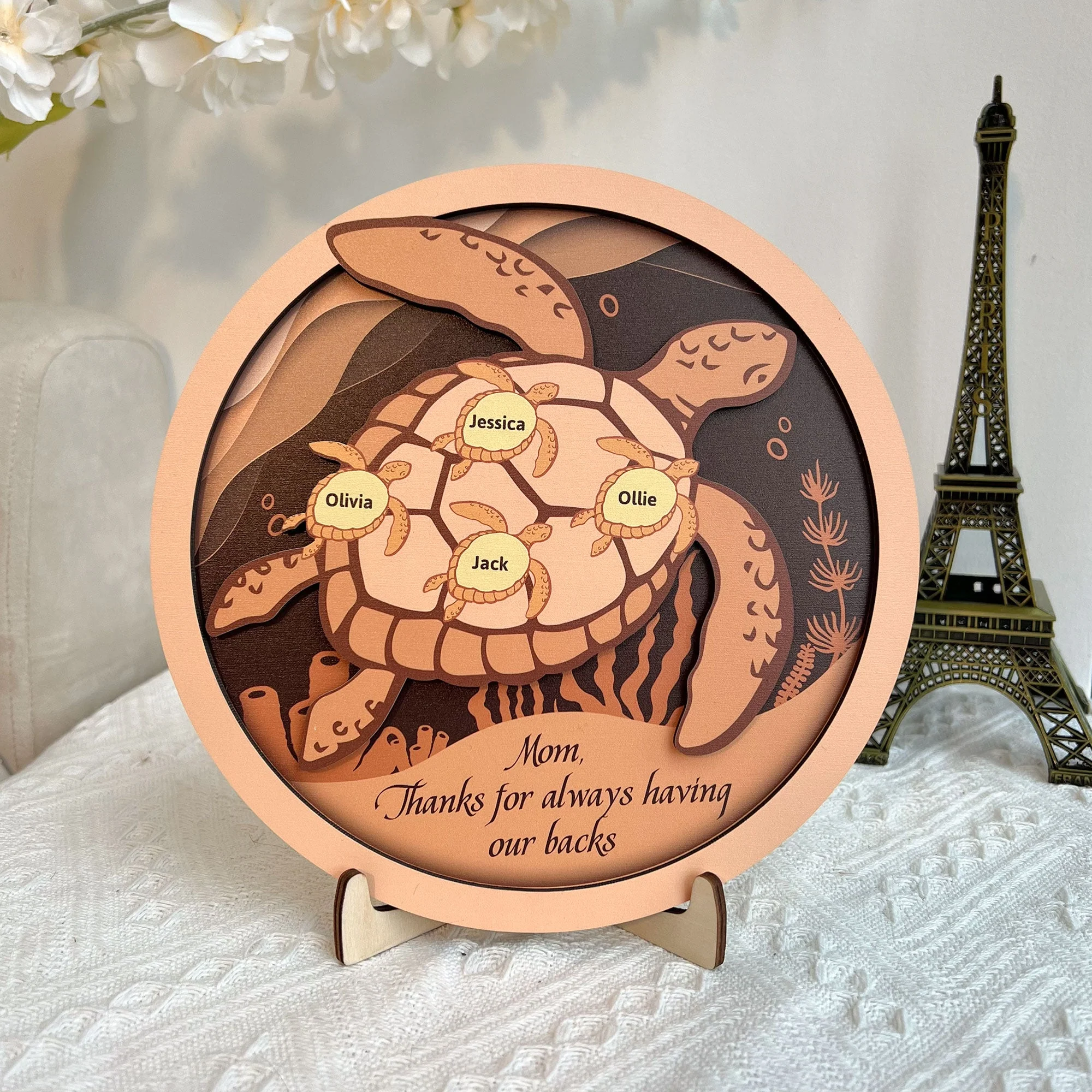 Mom Thanks For Always Having Our Backs Mother'S Day - Personalized Wooden Plaque - Image 2