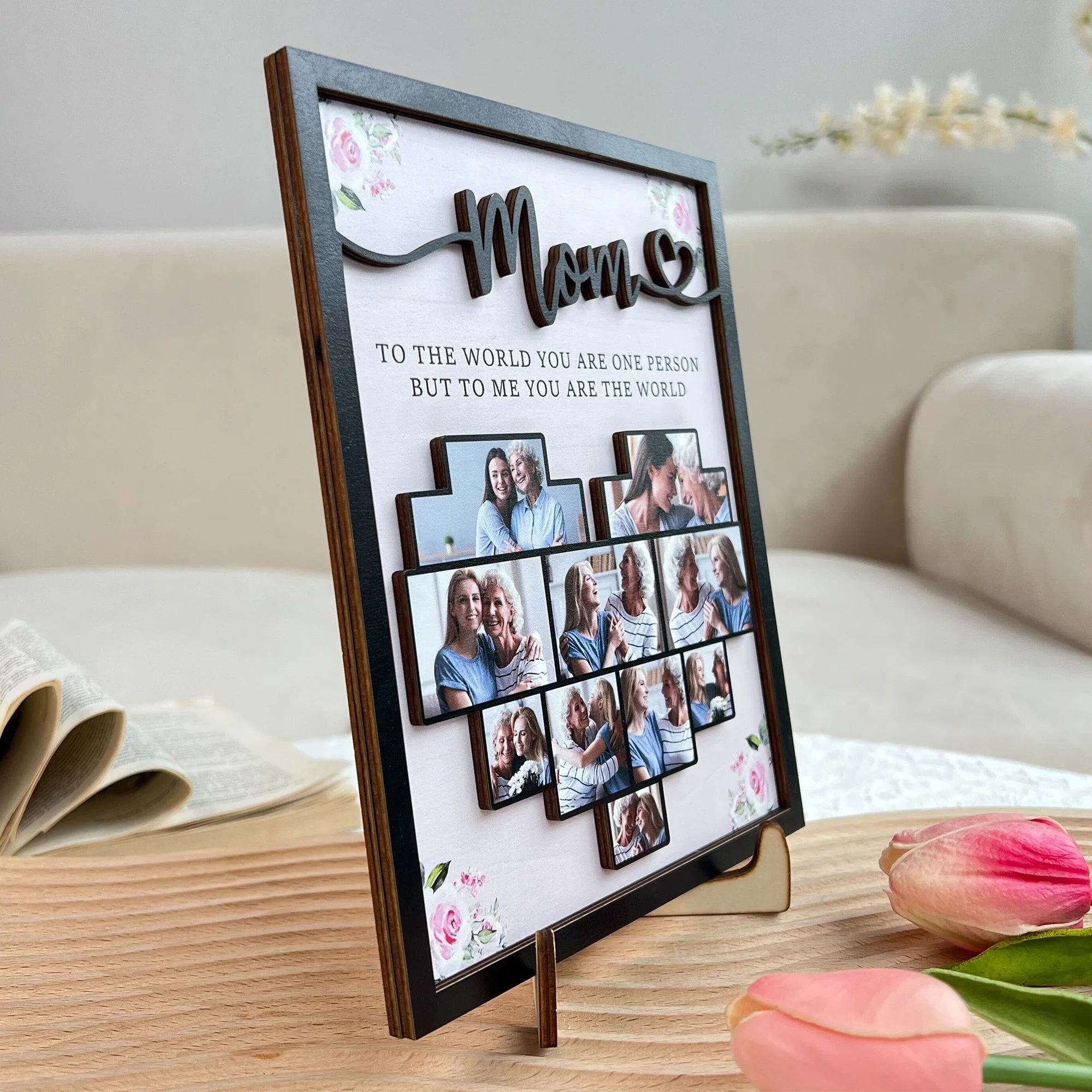 Mom To The World You Are One Person - Personalized Wooden Photo Plaque - Image 2