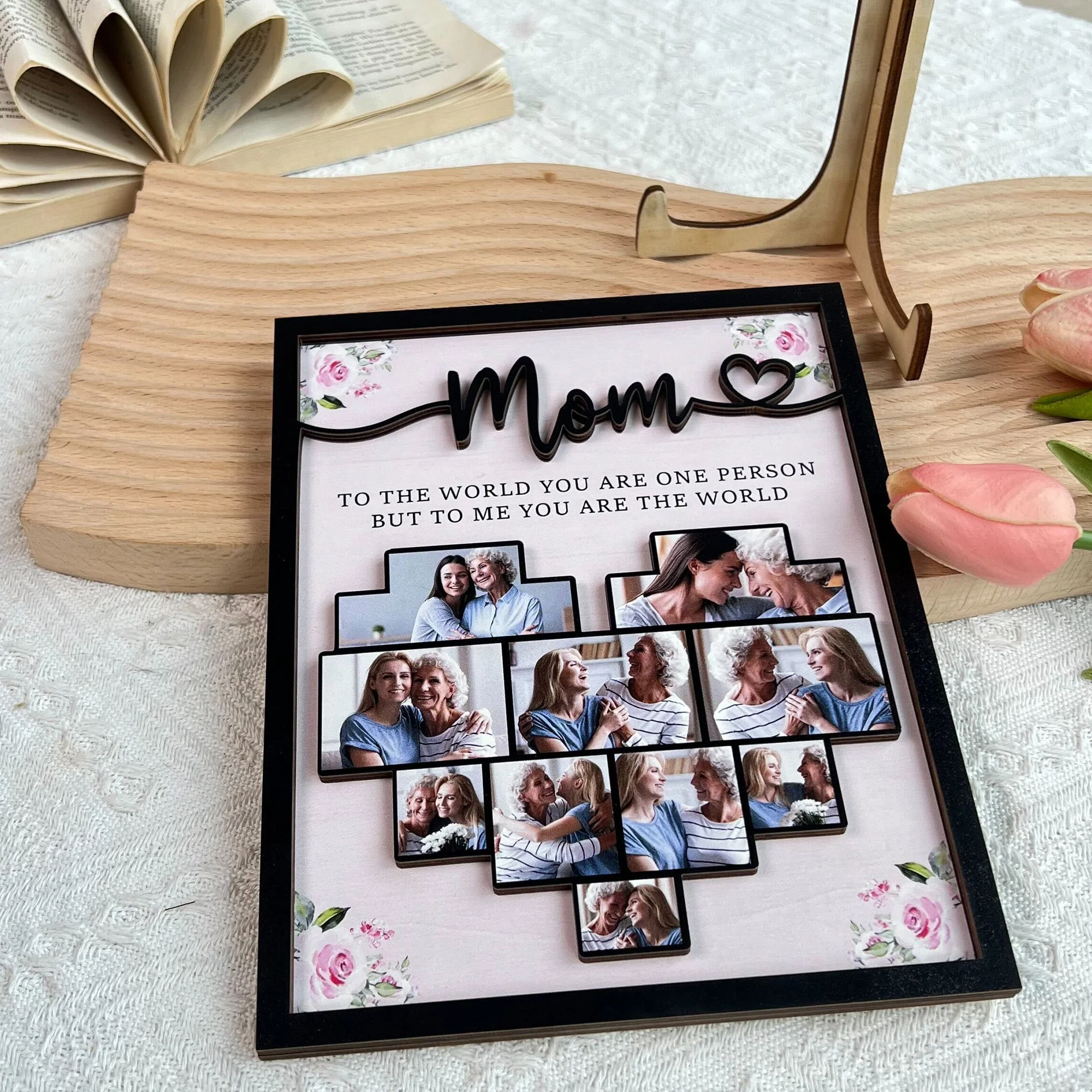 Mom To The World You Are One Person - Personalized Wooden Photo Plaque - Image 3