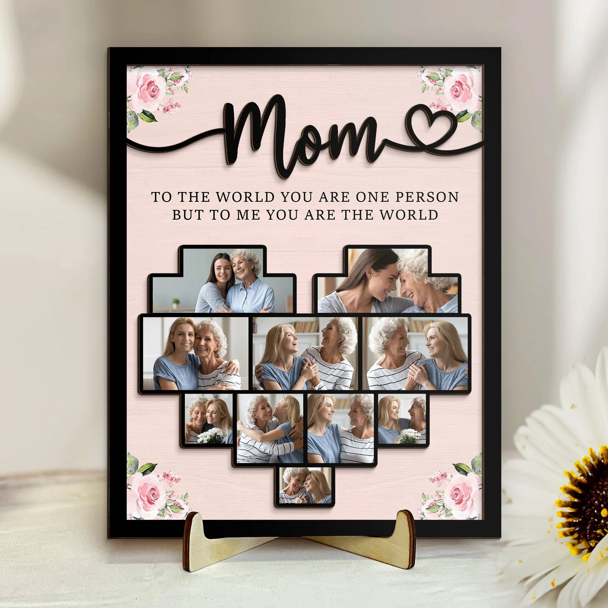 Mom To The World You Are One Person - Personalized Wooden Photo Plaque - Image 5