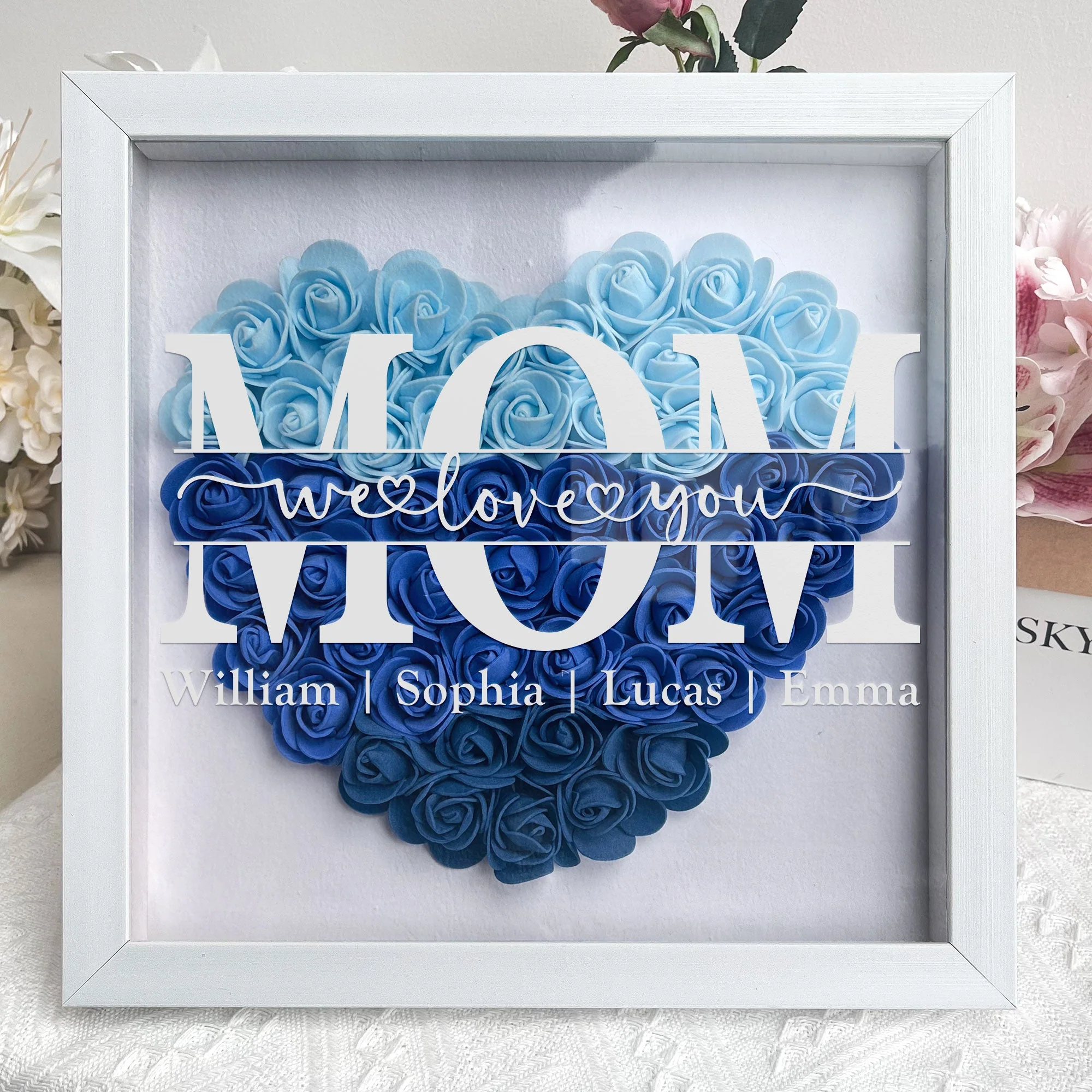 Mom We Love You - Personalized Flower Shadow Box - Gift For Mom - Image 2